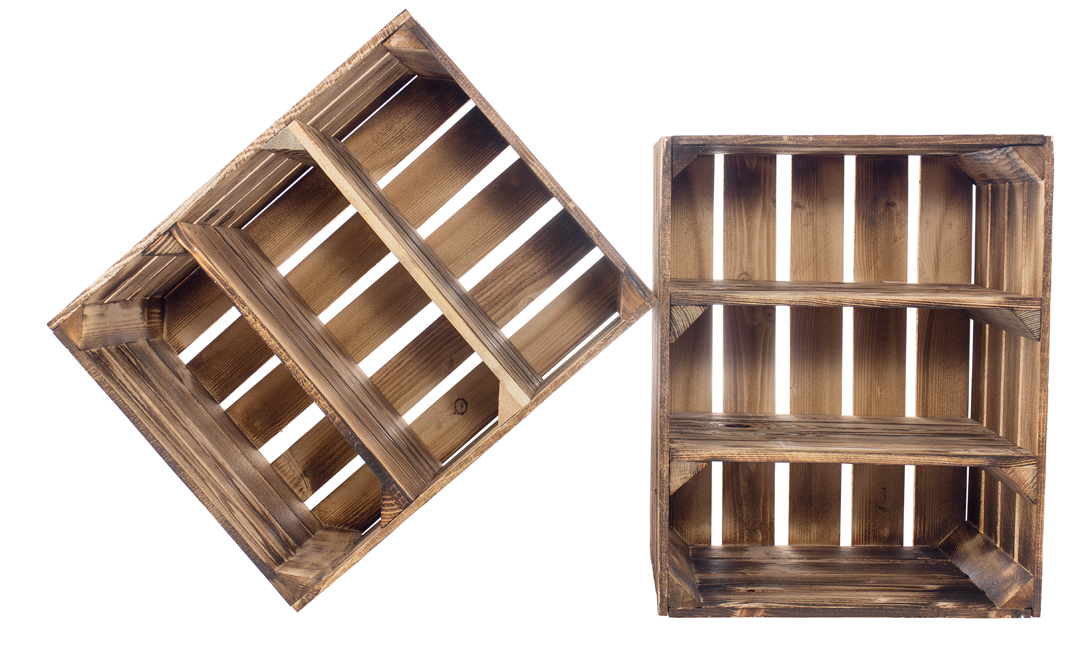 48x Hohe Regalkiste mit 2 Böden *geflammt* 61x50x31cm