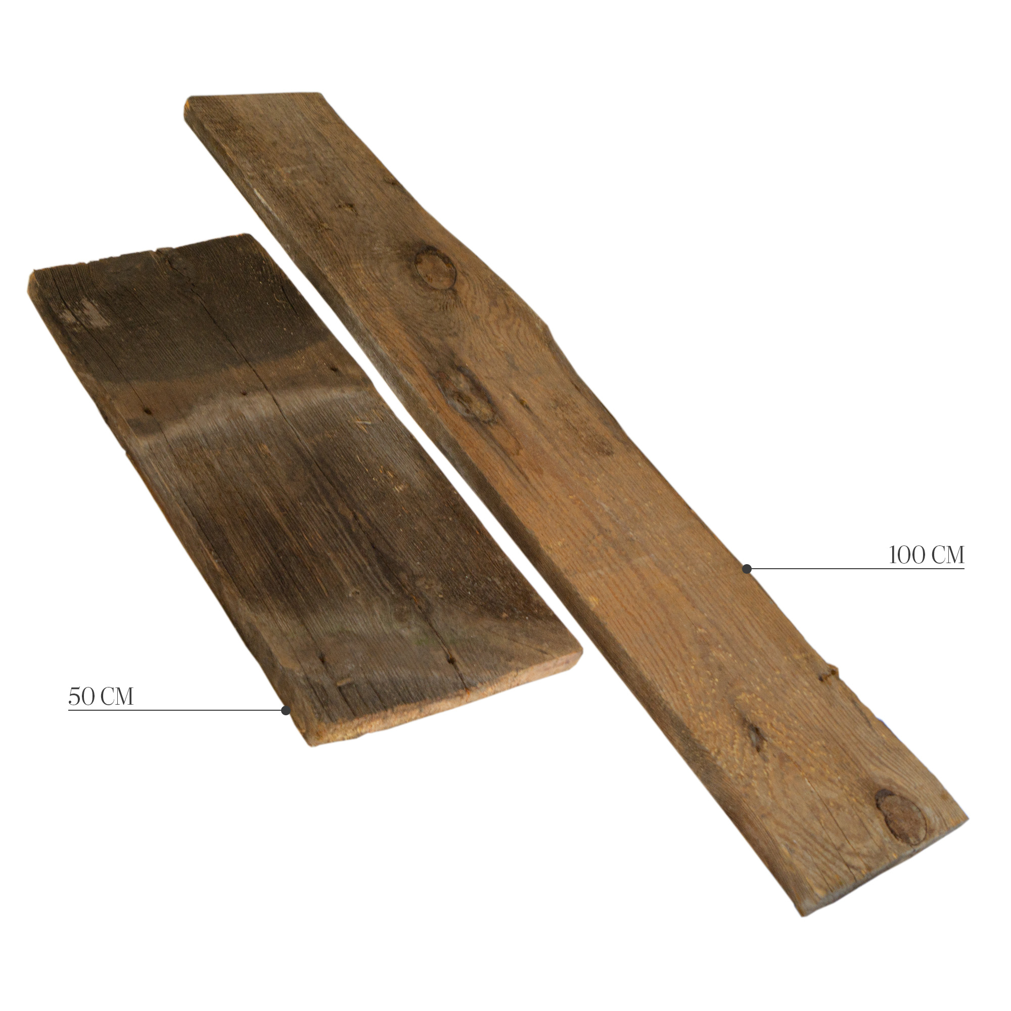 2er Set Holzplanken 100 Jahre alt 100 x 12-18cm 2er Set Holzplanken 100 Jahre alt 50 x 18-22cm
