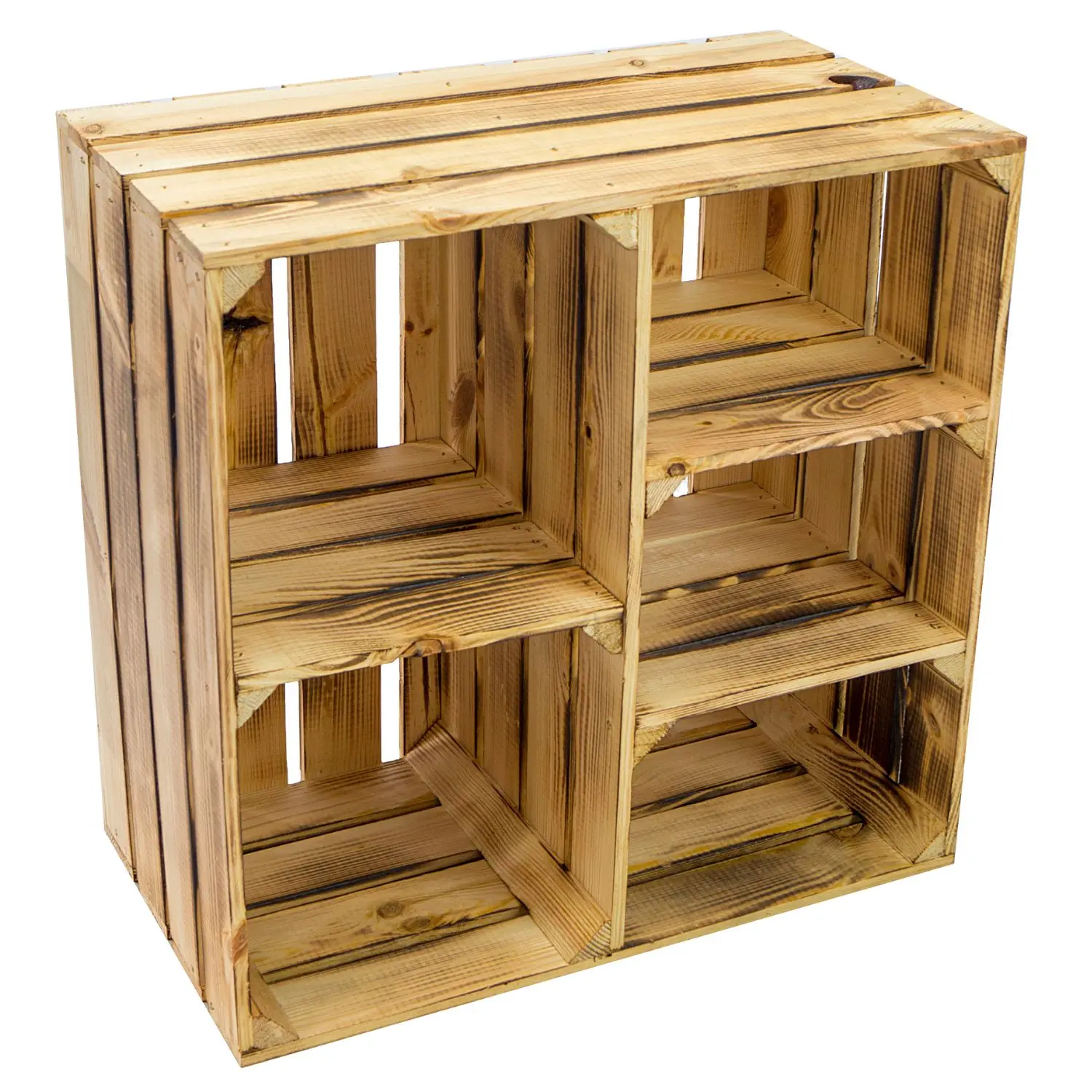 Großes Obstkisten Regal Bertha geflammt 55x55x30cm Großes Obstkisten Regal Bertha geflammt 55x55x30cm