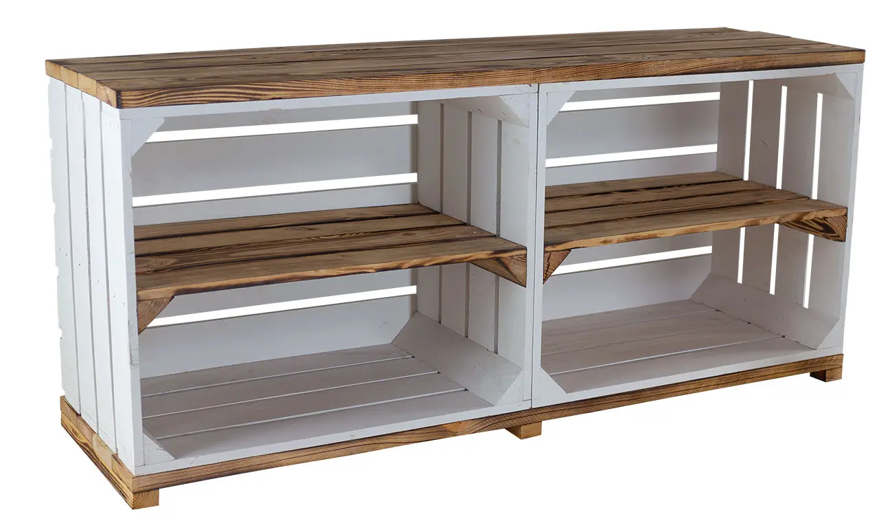 TV-Schrank aus Regalkisten auf Holzfüßen 100x30x50cm