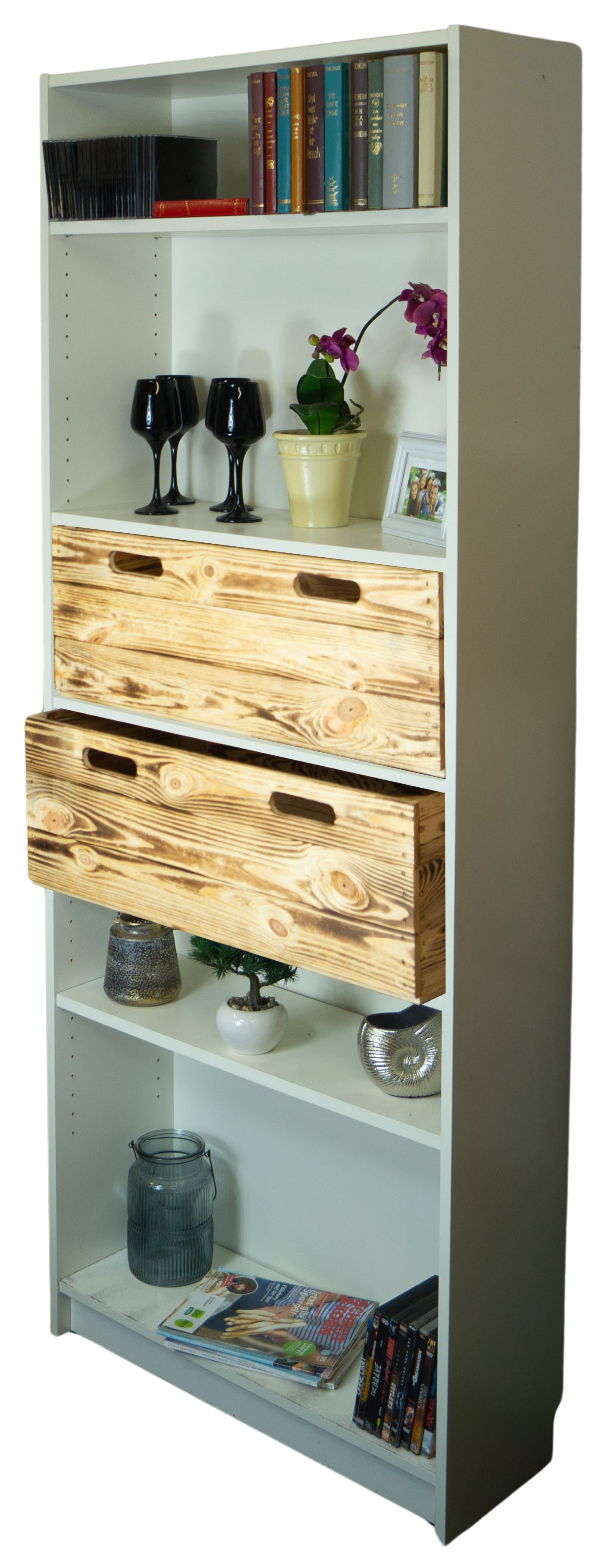 Große Einschubkiste passend für Billy-Regale in geflammt 76x25x27cm Große Einschubkiste passend für Billy-Regale in geflammt 76x25x27cm