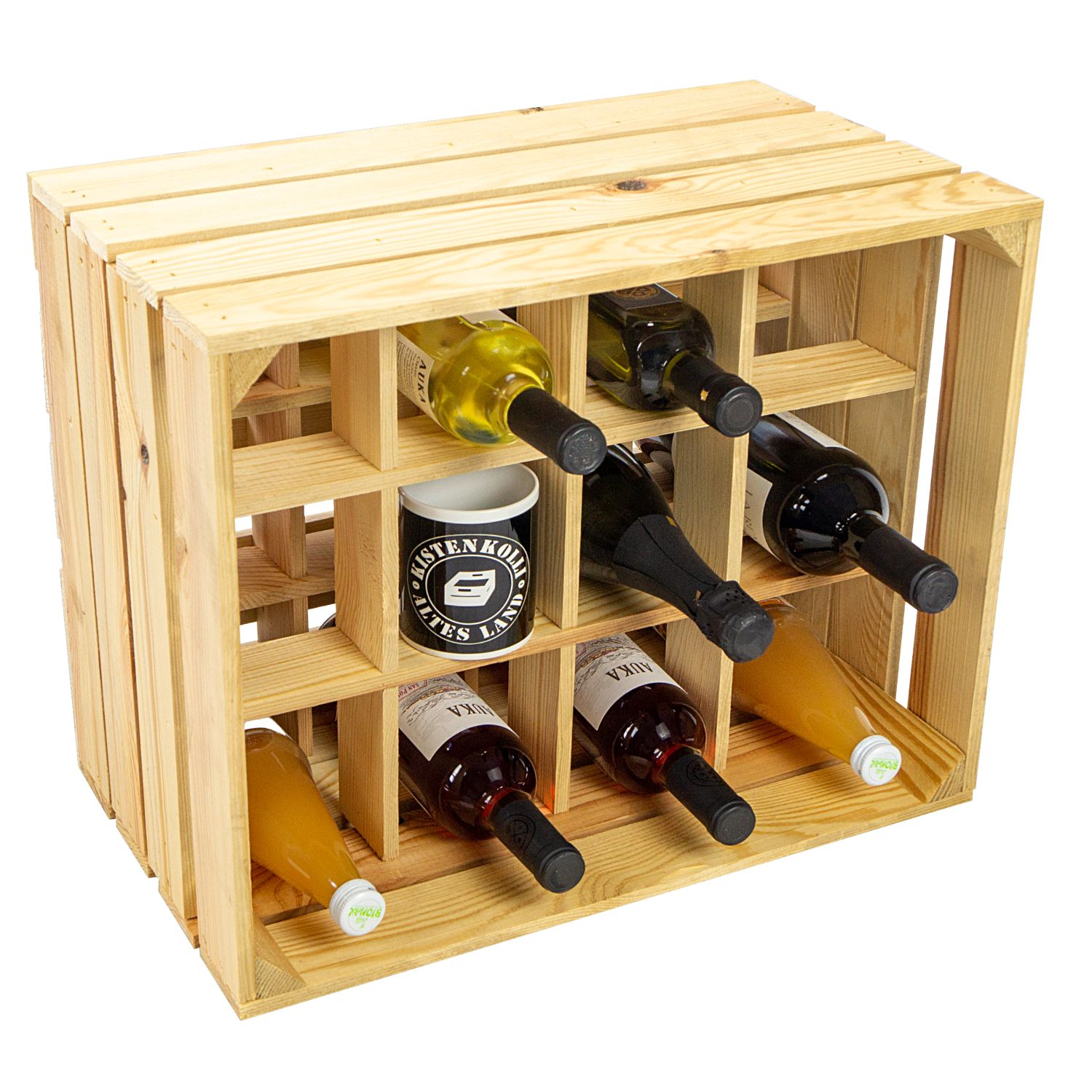 Flaschenregal Weinregal Henry 12er Natur 50x40x30cm