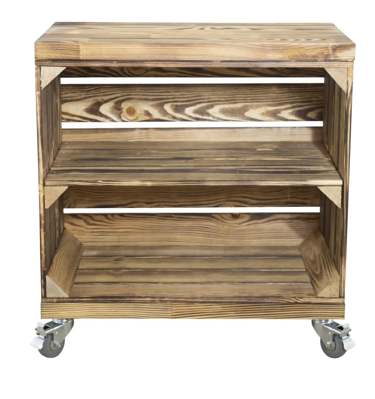 Geflammte Rollkiste mit Mittelbrett und 2 Bohlenbrettern 53x50x30cm Geflammte Rollkiste mit Mittelbrett und 2 Bohlenbrettern 53x50x30cm