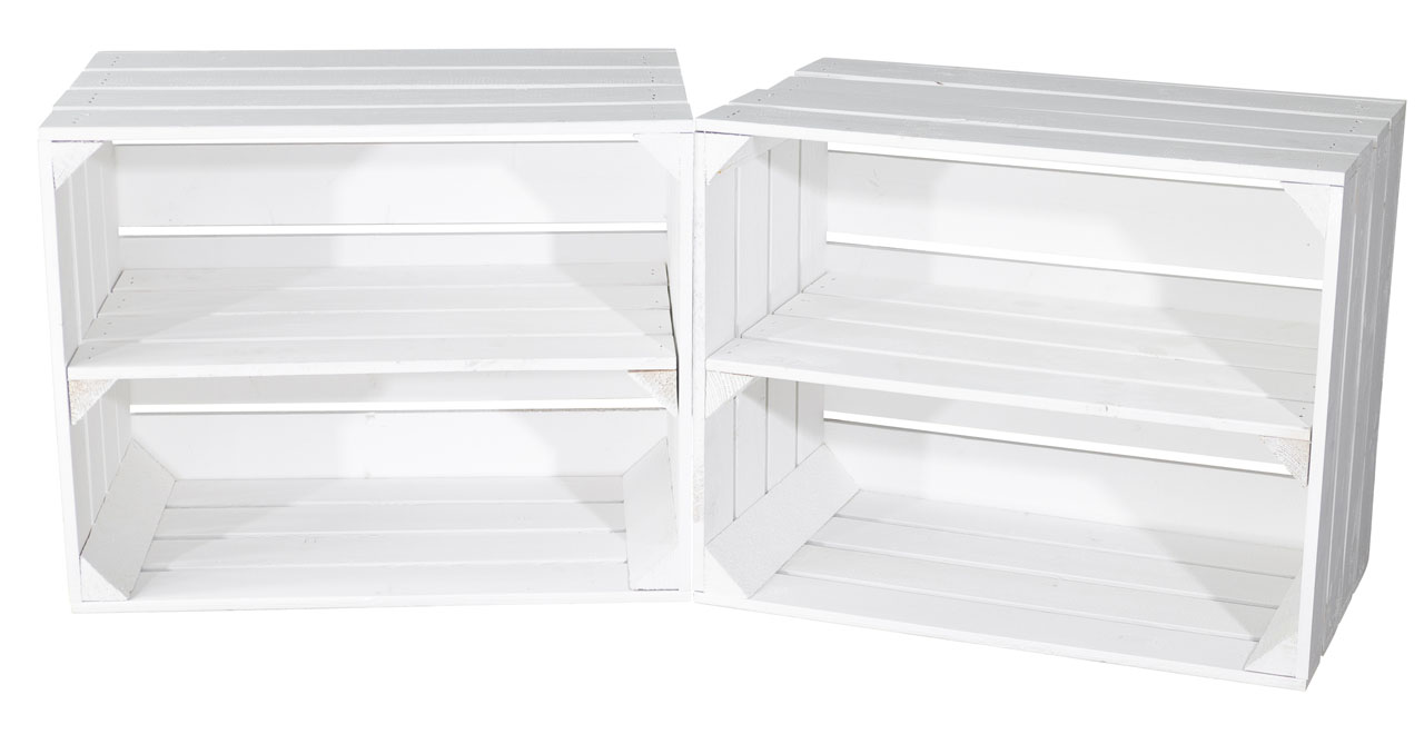 Weiße Kiste als Schuh- und Bücherregal 50x40x30cm