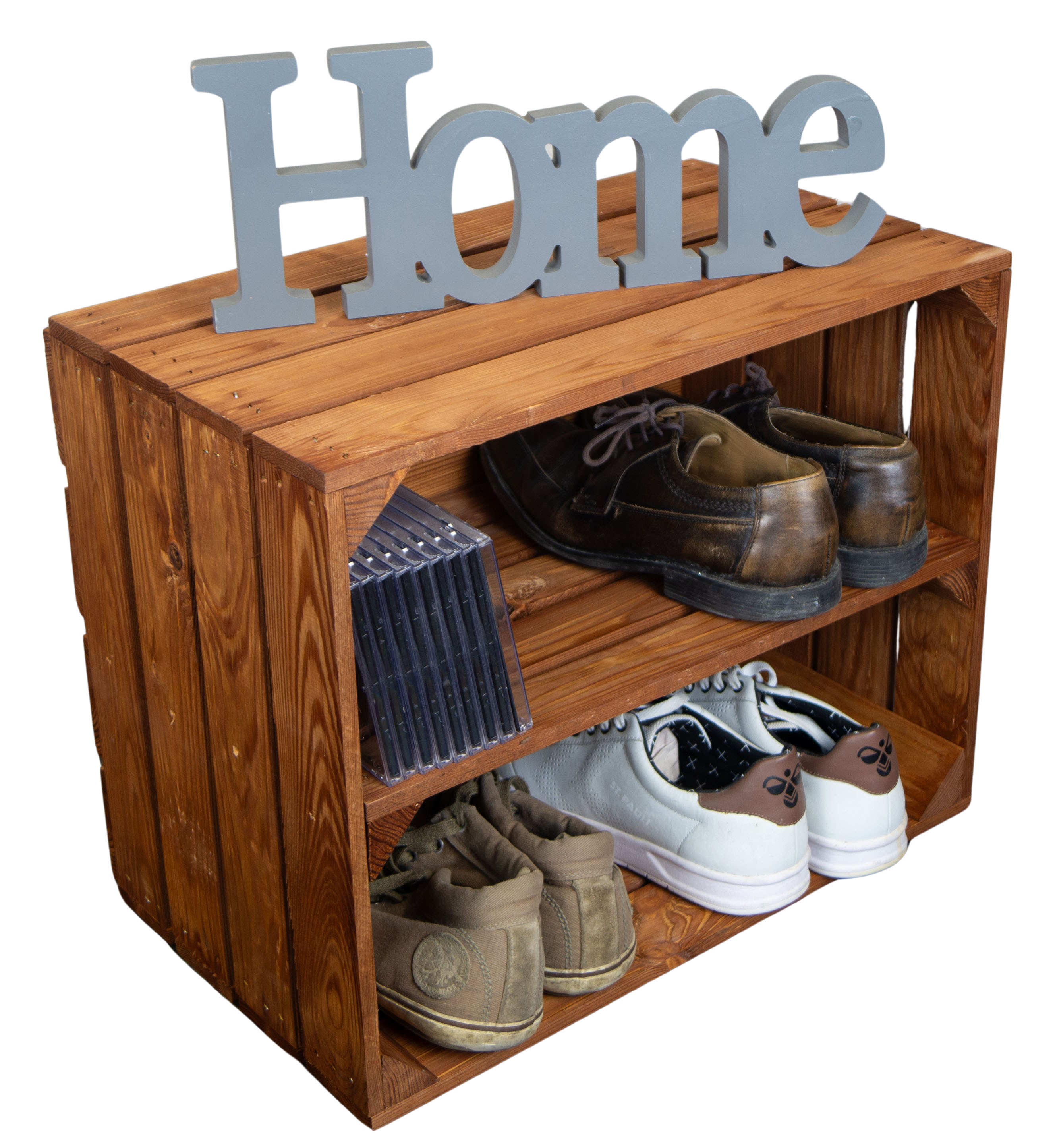 Obstkiste Ocker als Schuh- und Bücherregal 50x40x30cm