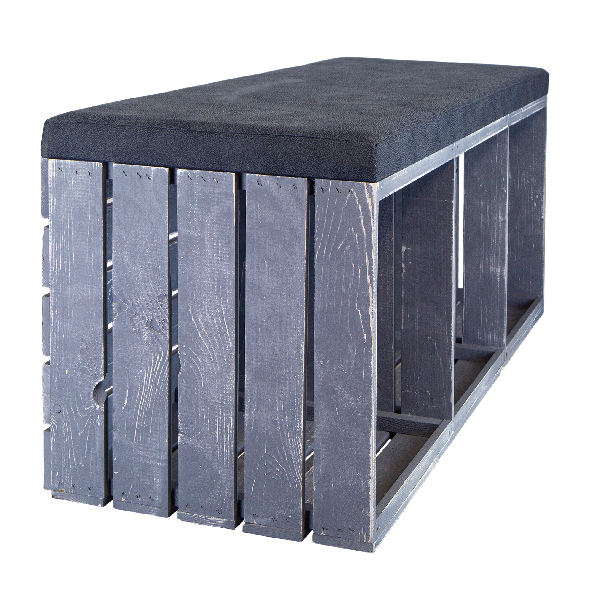 Sitzbank grau mit Polster 3 Fächern / Regalablagen