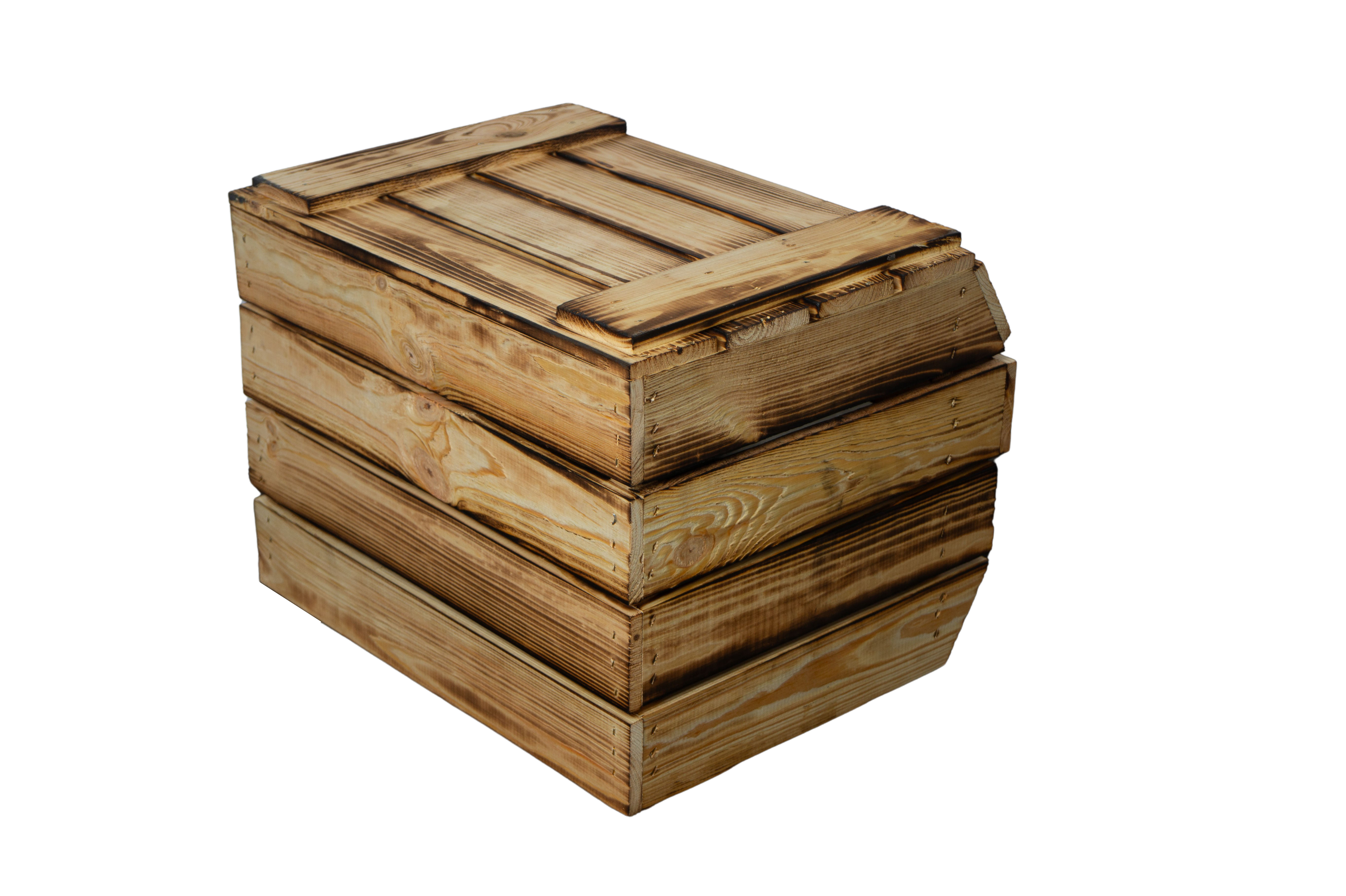 3er Set Küchenregal Olaf 40x33x30 cm in geflammt Gemüsekiste Obsthorde Gemüsekorb Obstschale Holzkiste Obstkiste