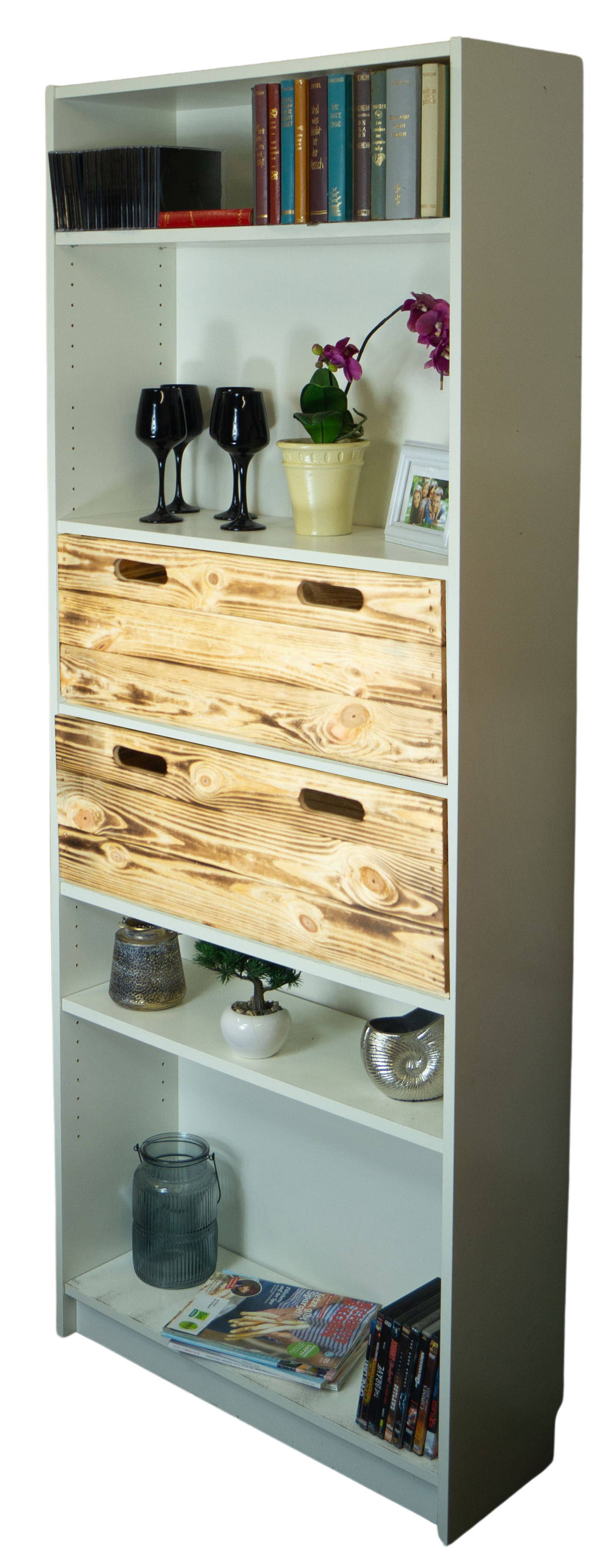 Große Einschubkiste passend für Billy-Regale in geflammt 76x25x27cm Große Einschubkiste passend für Billy-Regale in geflammt 76x25x27cm