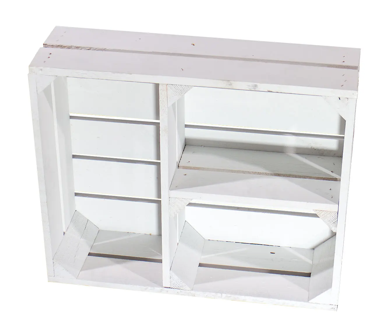 Flache weiße Kiste mit T Trenner 50x40x15cm