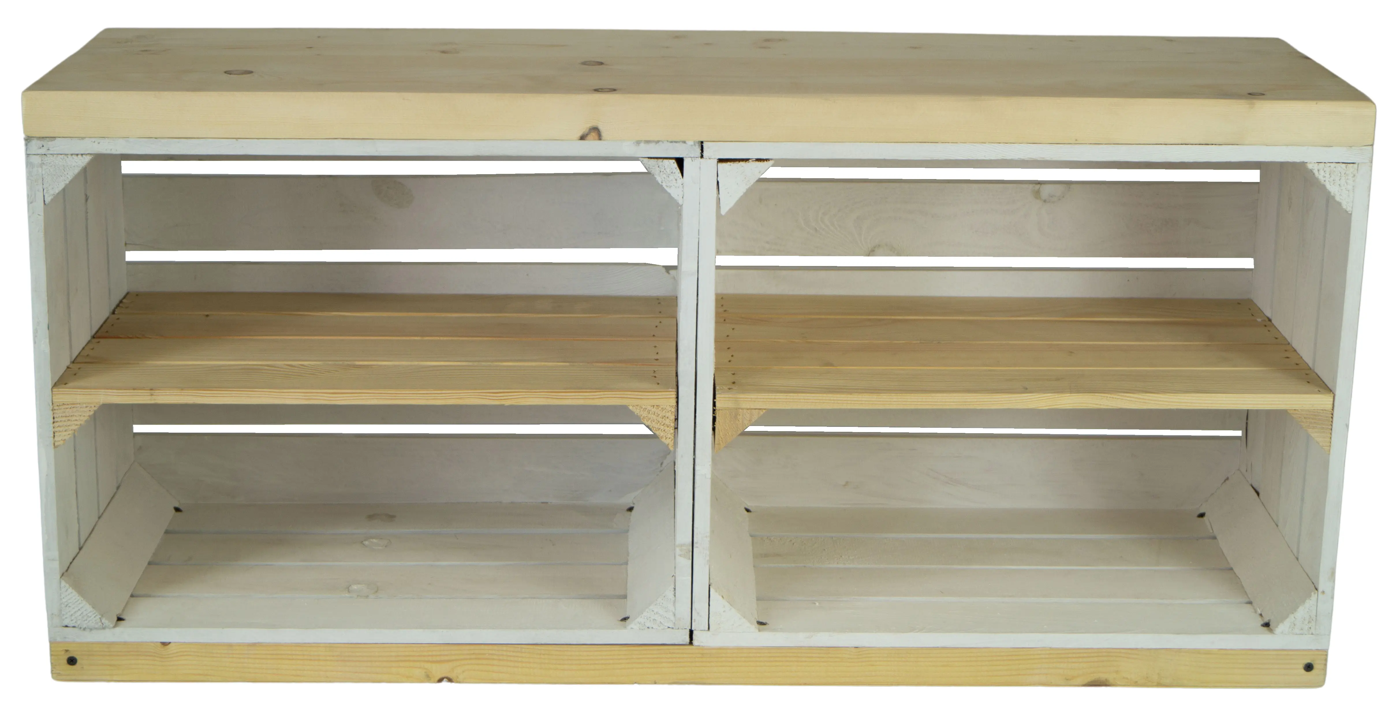 TV-Schrank aus Regalkisten in weiß auf Rollen 100x30x50cm