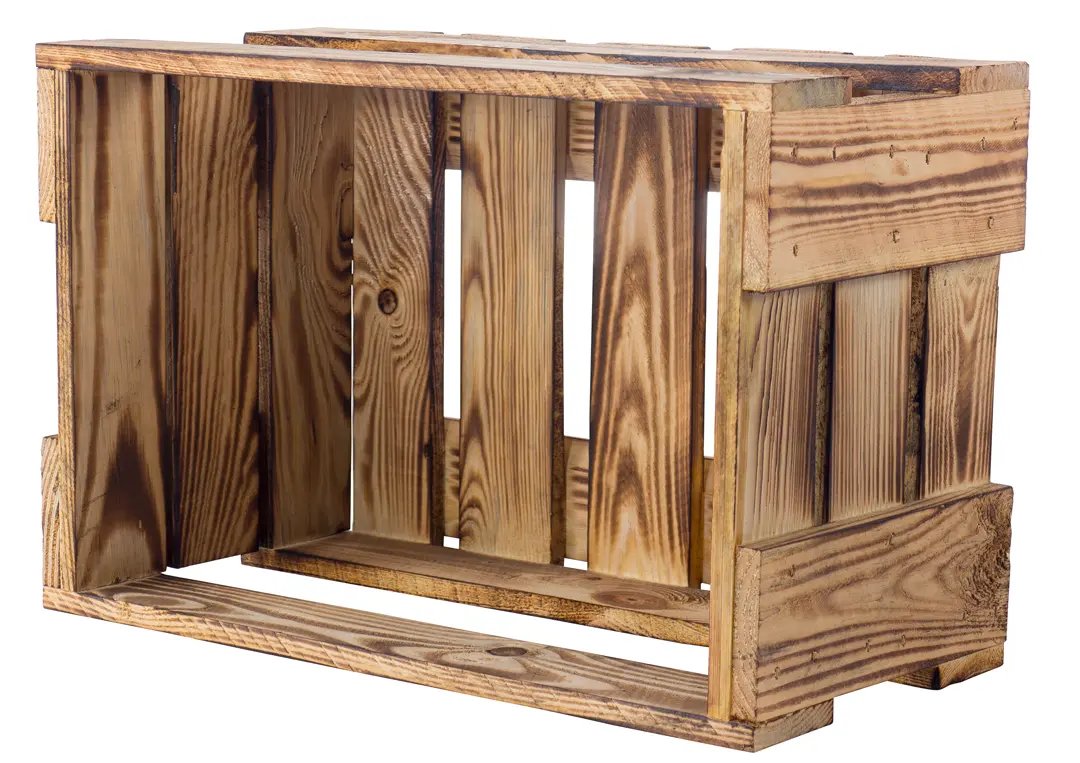 Geflammte neue Weinkiste 46x30,5x24cm Geflammte neue Weinkiste 46x30,5x24cm