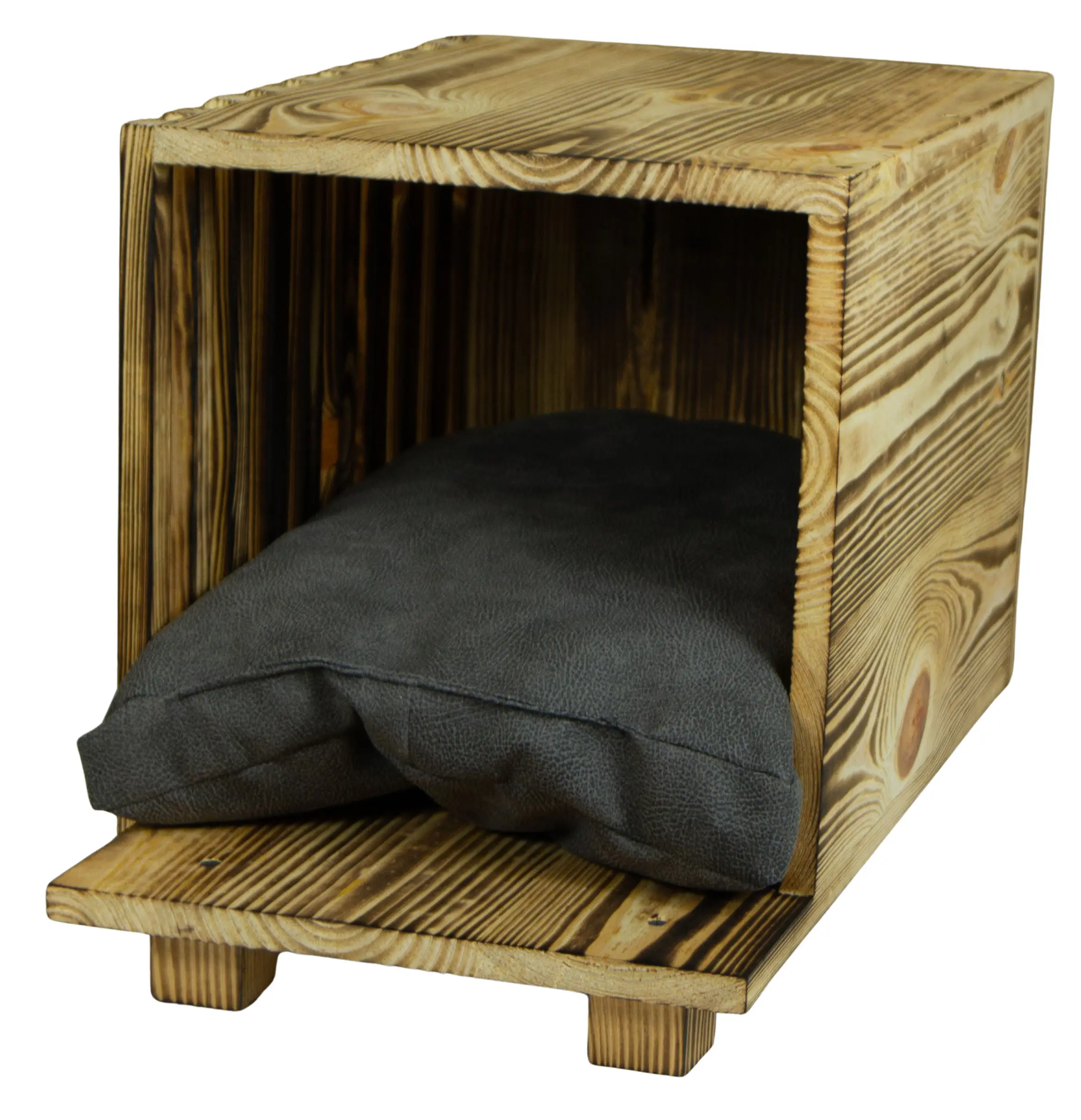 Katzenbett in geflammt mit Kissen Katzenhöhle 50x30x34cm