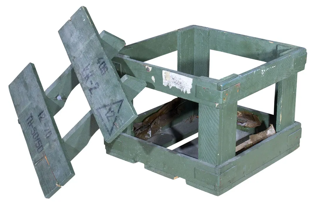 Historische kleine Munitionskiste in grüner optik 40x40cm