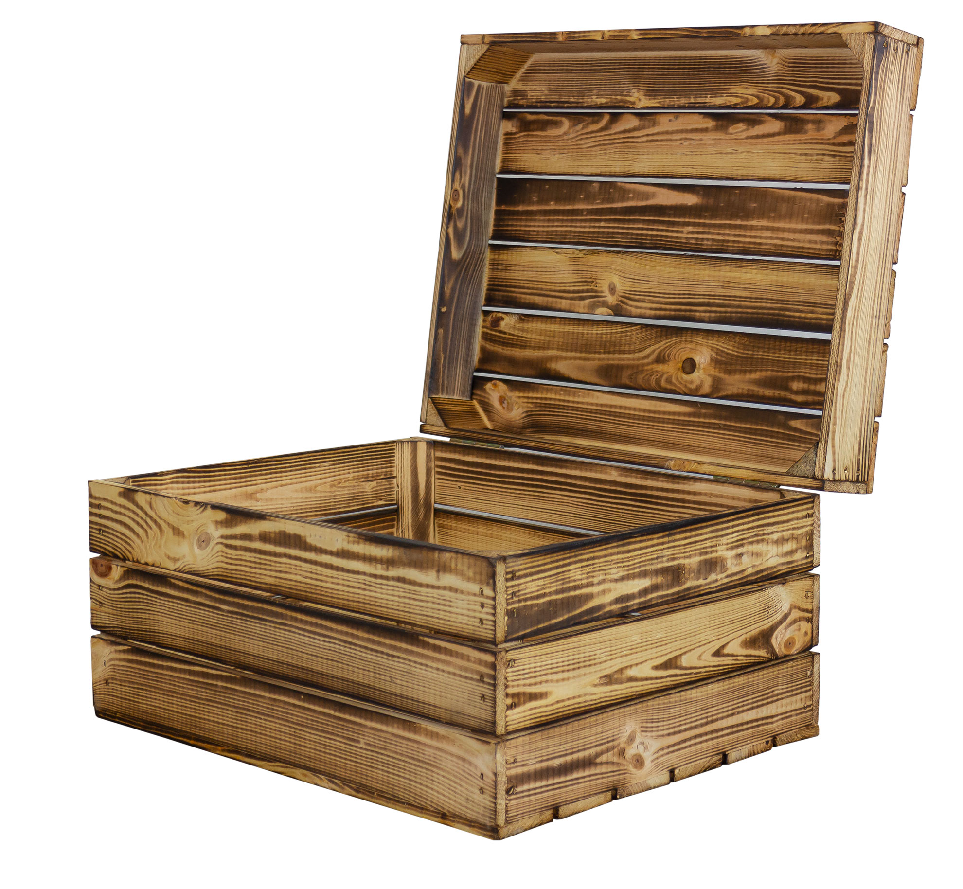 Große geflammte Holztruhe als Geschenkbox oder Erinnerungskiste XL 50x40x29cm