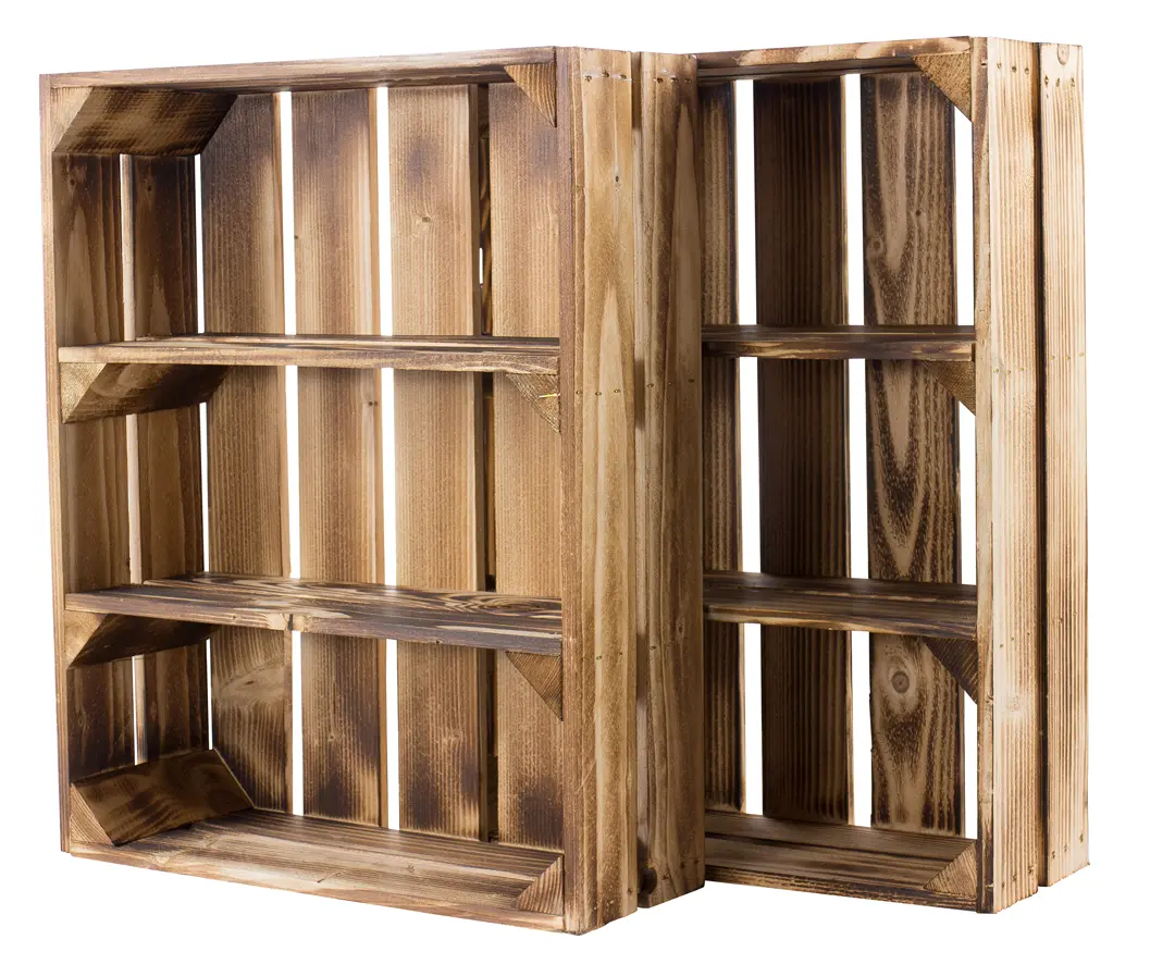 Regalkiste flach mit 3 Fächern *geflammt* 50x40,5x16cm Regalkiste flach mit 3 Fächern *geflammt* 50x40,5x16cm