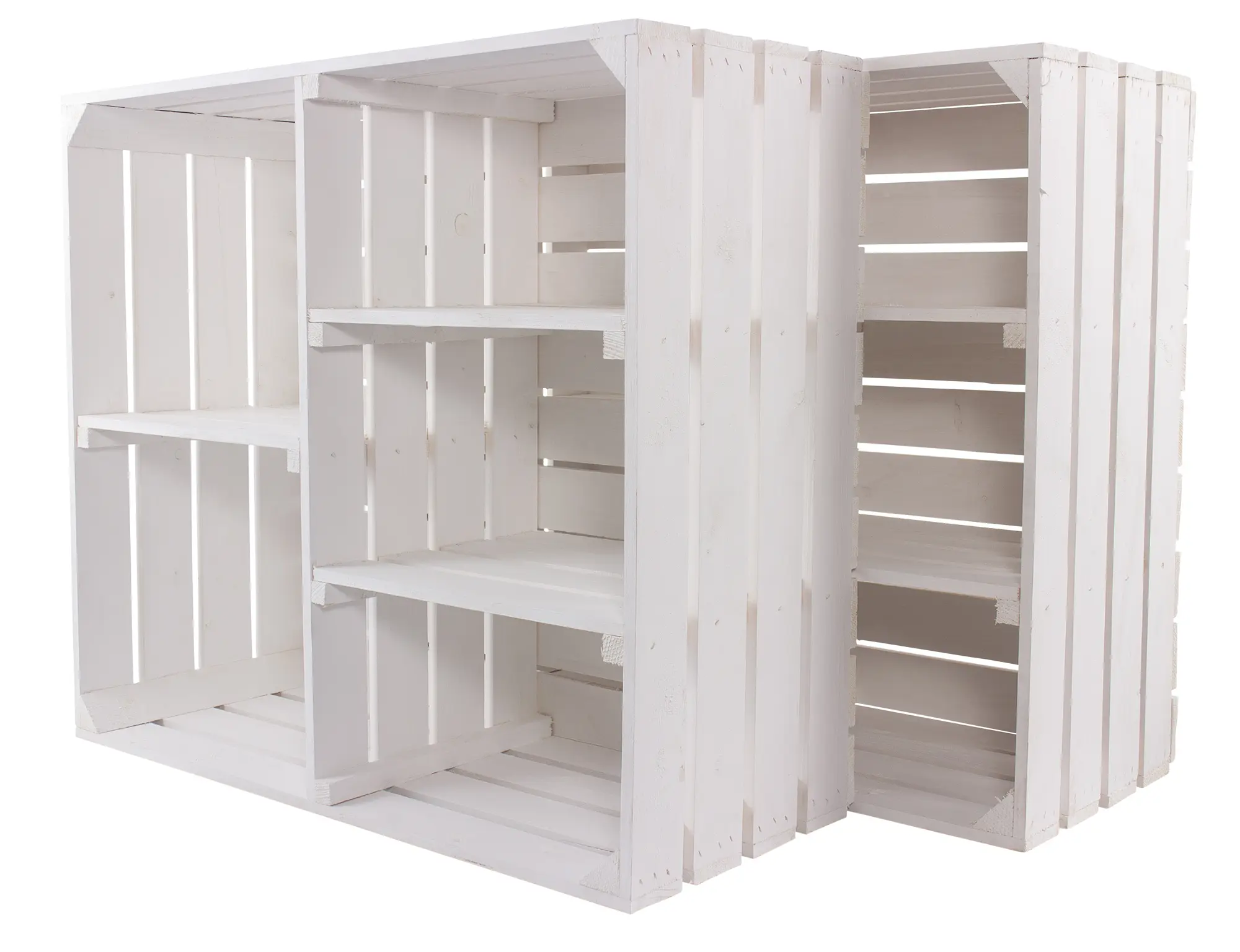 Weißer Holzschrank mit 3 Mittelbrettern und Trennbrett 77x68x33cm