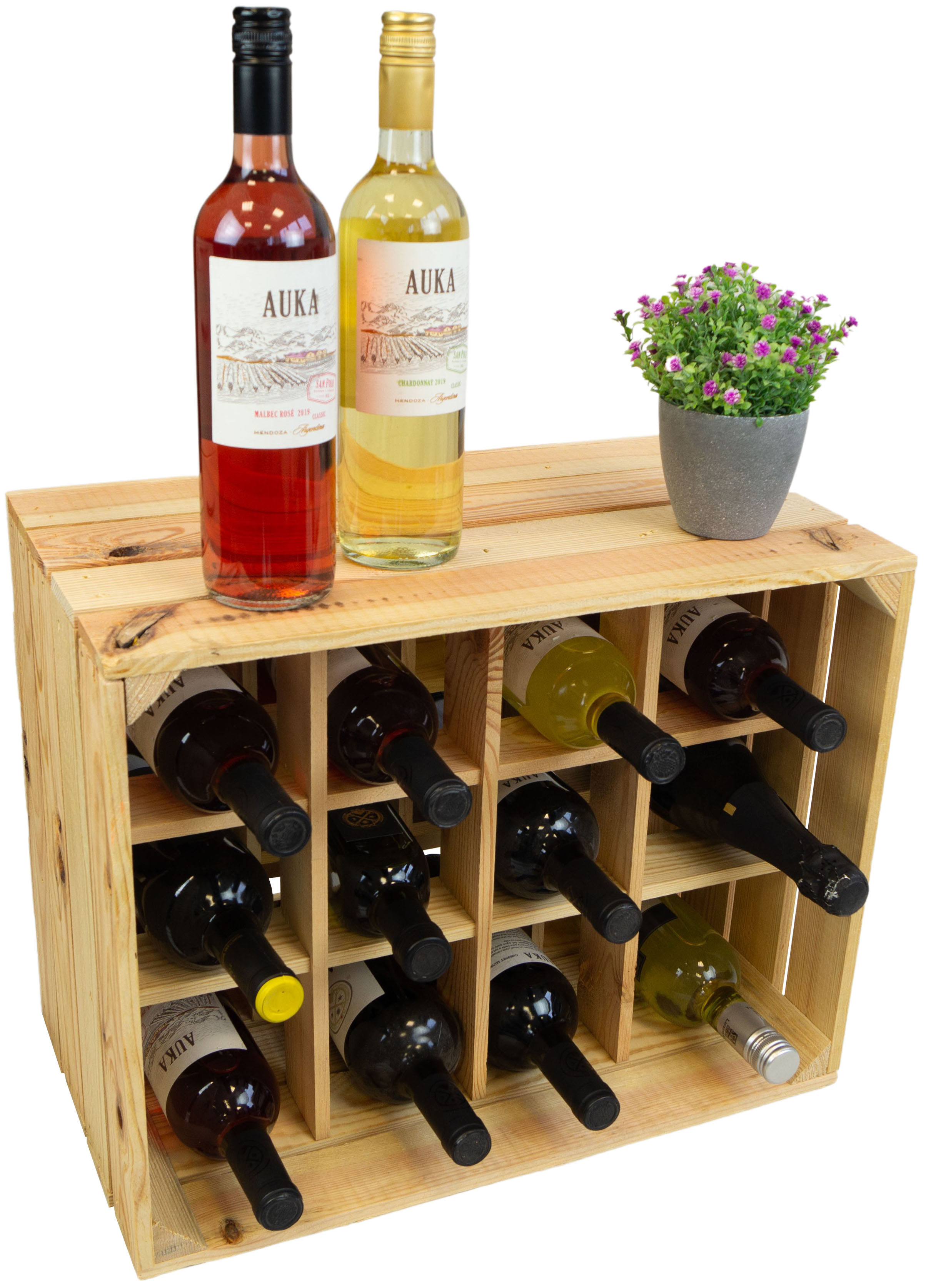 Flaschenregal Weinregal Henry 12er Natur 50x40x30cm