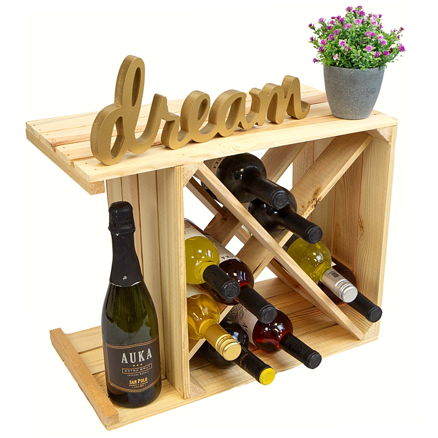 Weinregal "X" natur zur Flaschenlagerung weiß 50x40x27cm" Weinregal "X" natur zur Flaschenlagerung weiß 50x40x27cm"