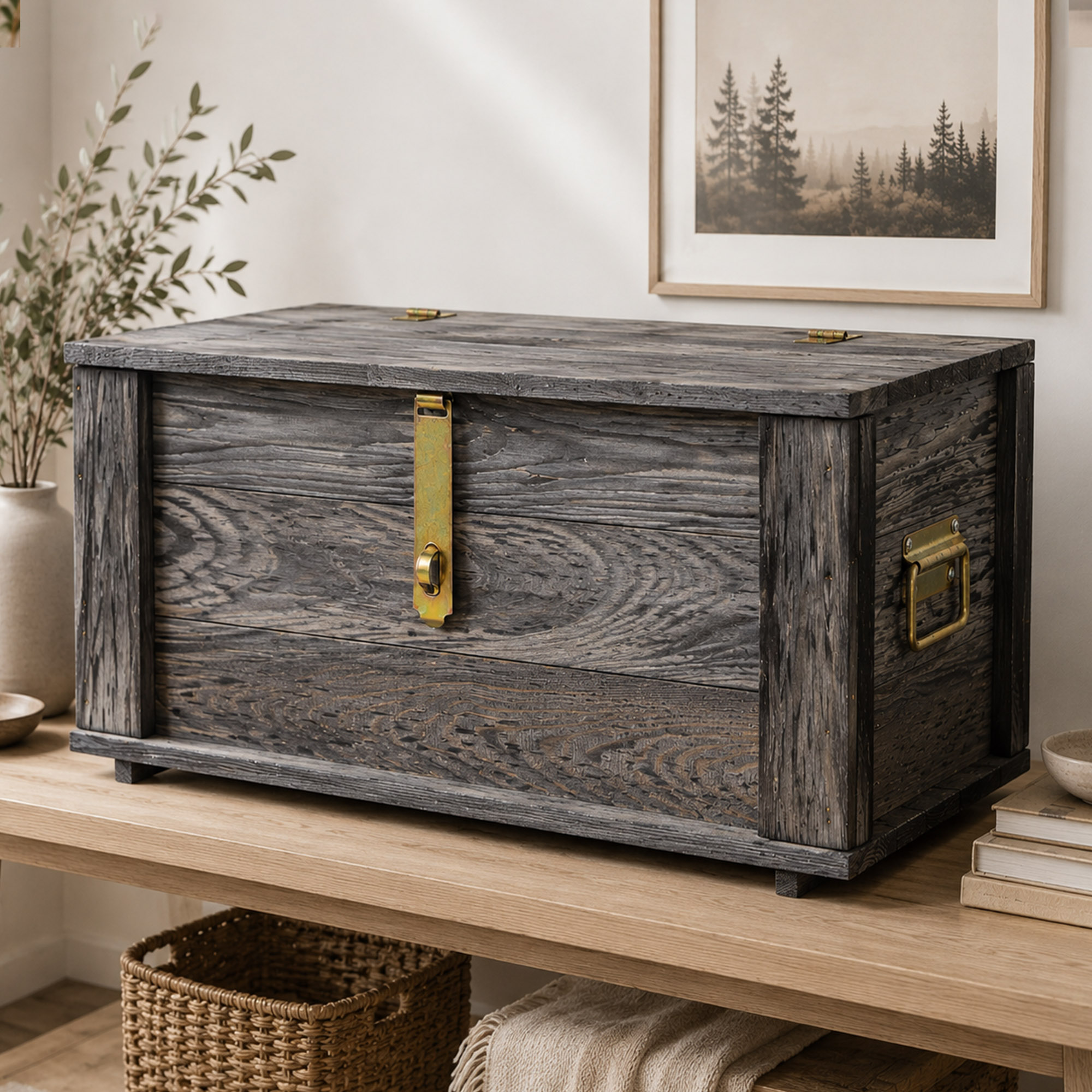 Truhe Hugo Vintage schwarz mit Deckel 50 x 36 x 26cm Truhe Hugo Vintage schwarz mit Deckel 50 x 36 x 26cm