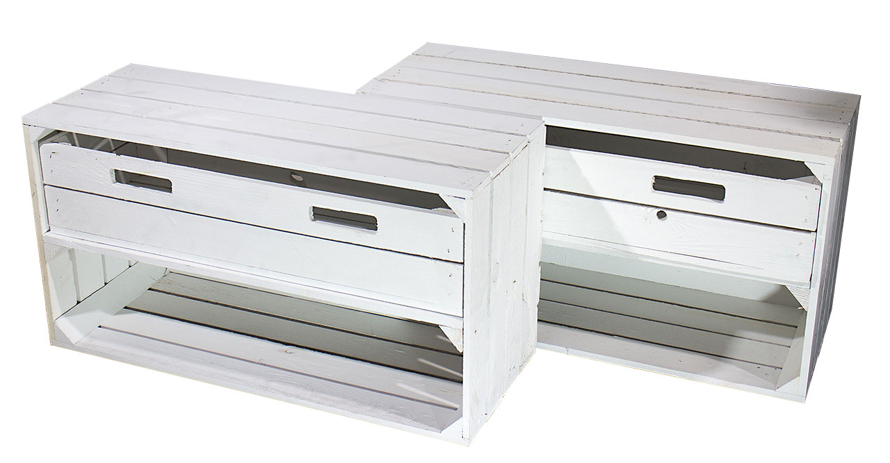 Breite weiße Kiste mit Schublade 68x40,5x31cm