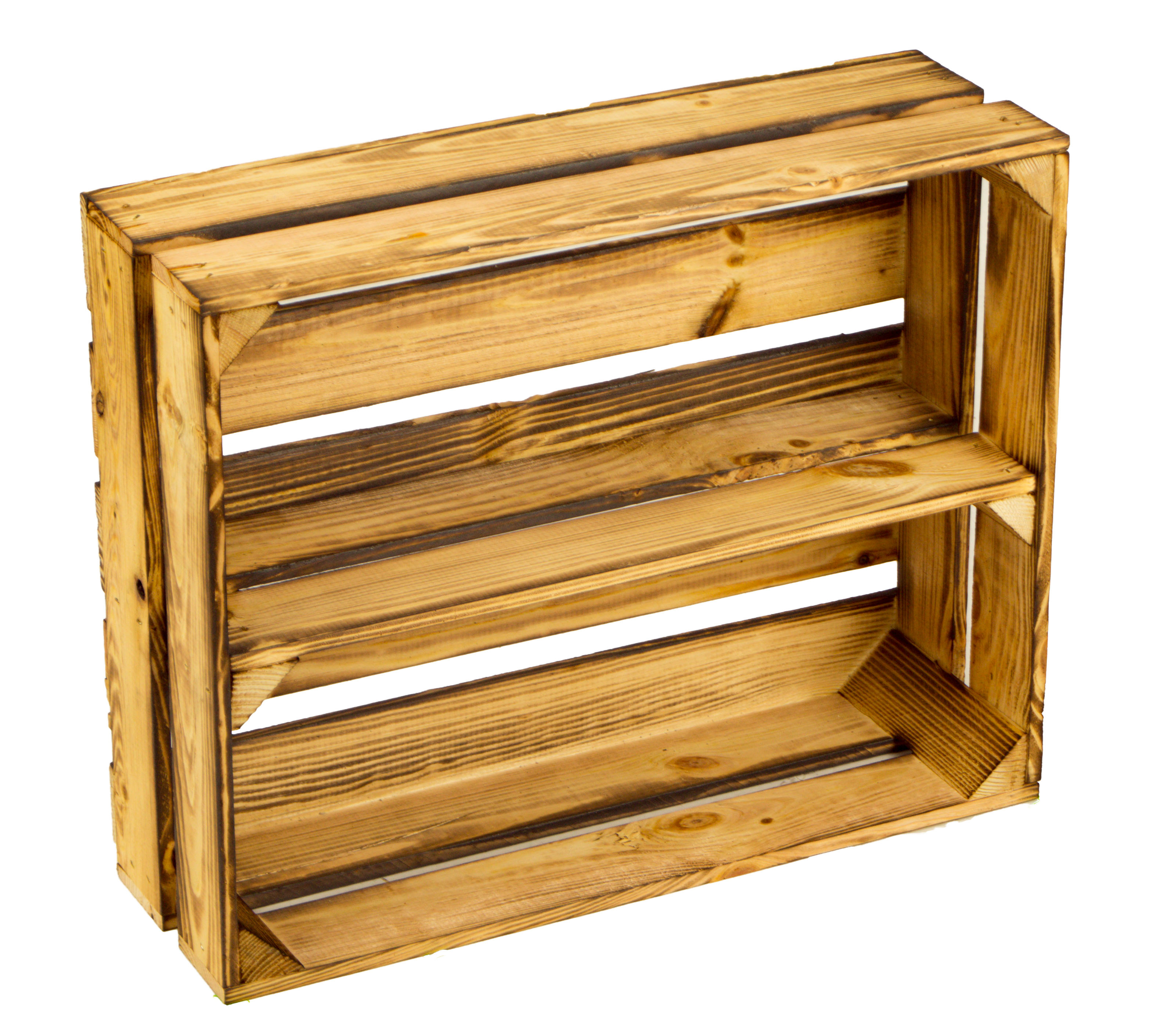 Flaches Obstkistenregal "Wilma Längs" geflammt Flaches Obstkistenregal "Wilma Längs" geflammt