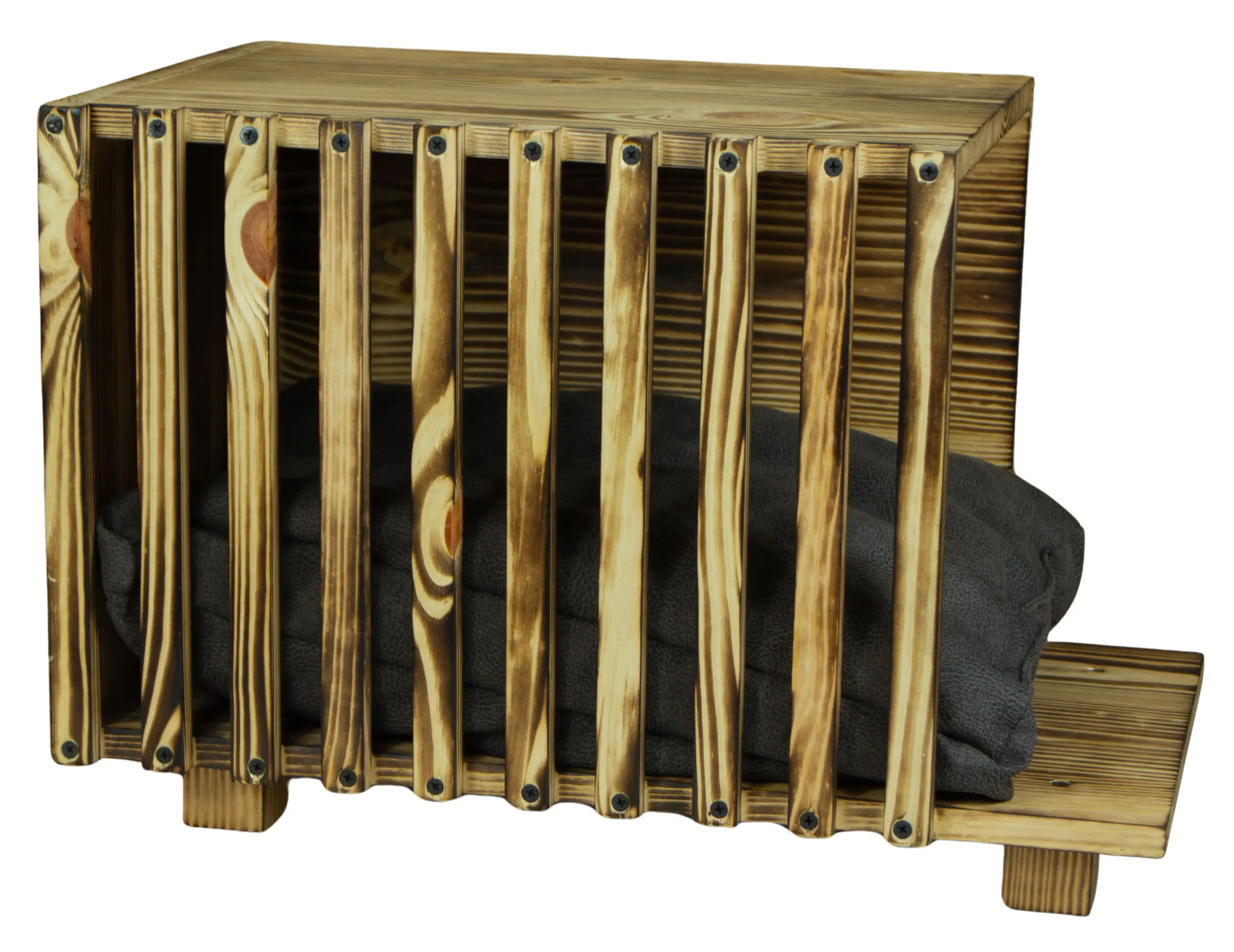 Katzenbett in geflammt mit Kissen Katzenhöhle 50x30x34cm