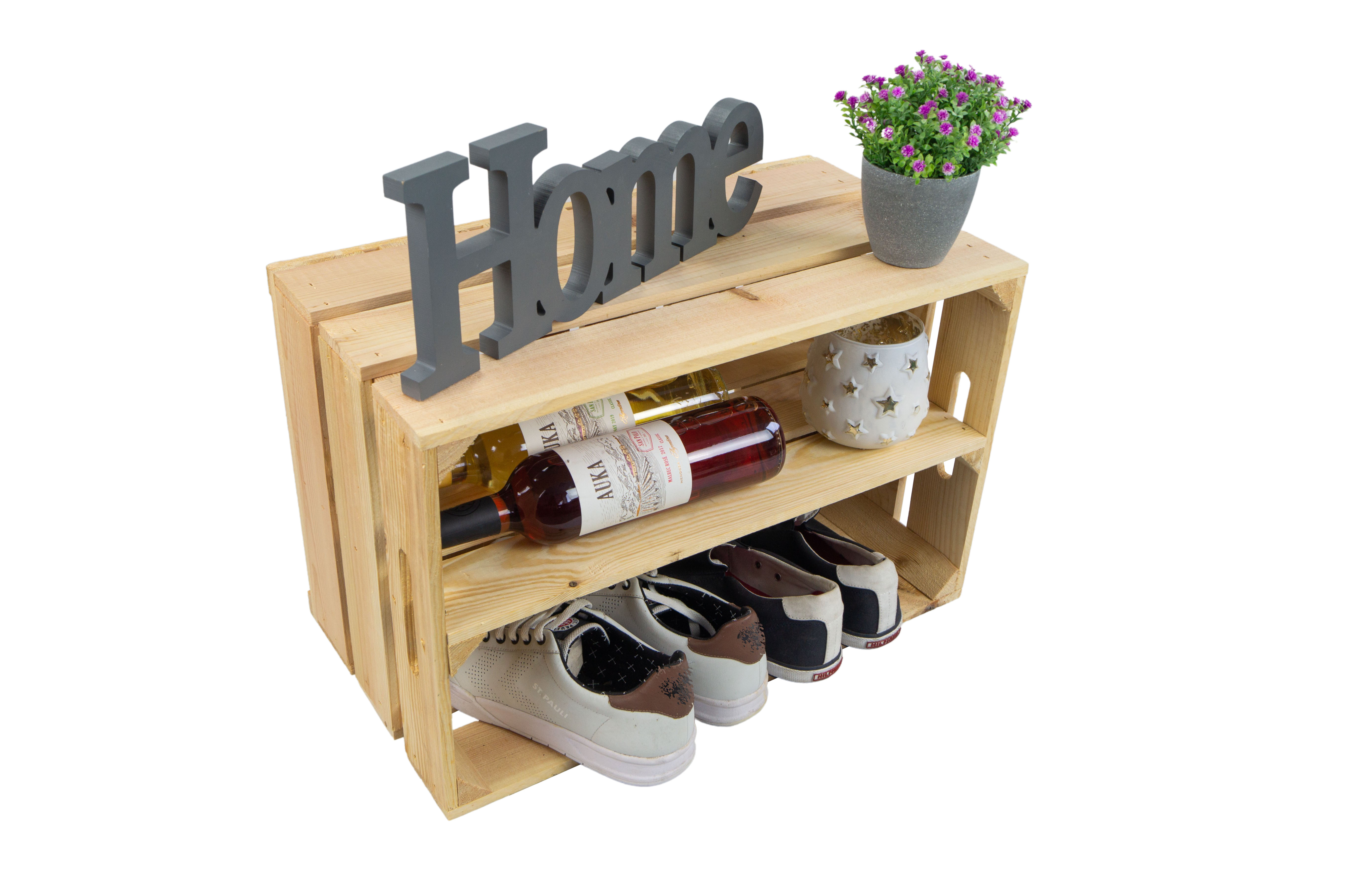 Obstkistenregal "Elfriede" Natur mit Mittelbrett