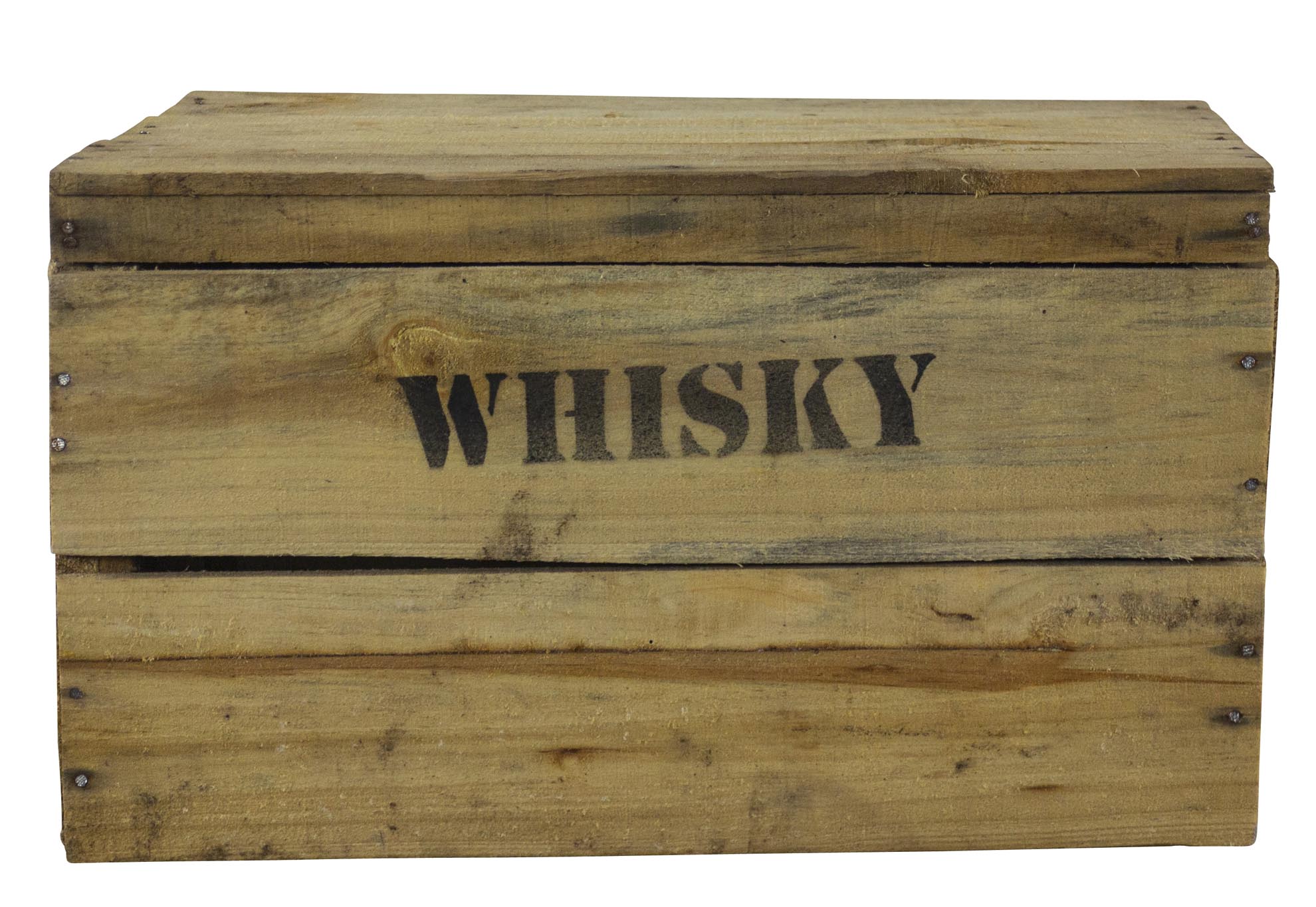 Rustikale Obstkiste mit Deckel und Aufdruck Whisky 42x31x28cm Rustikale Obstkiste mit Deckel und Aufdruck Whisky 42x31x28cm