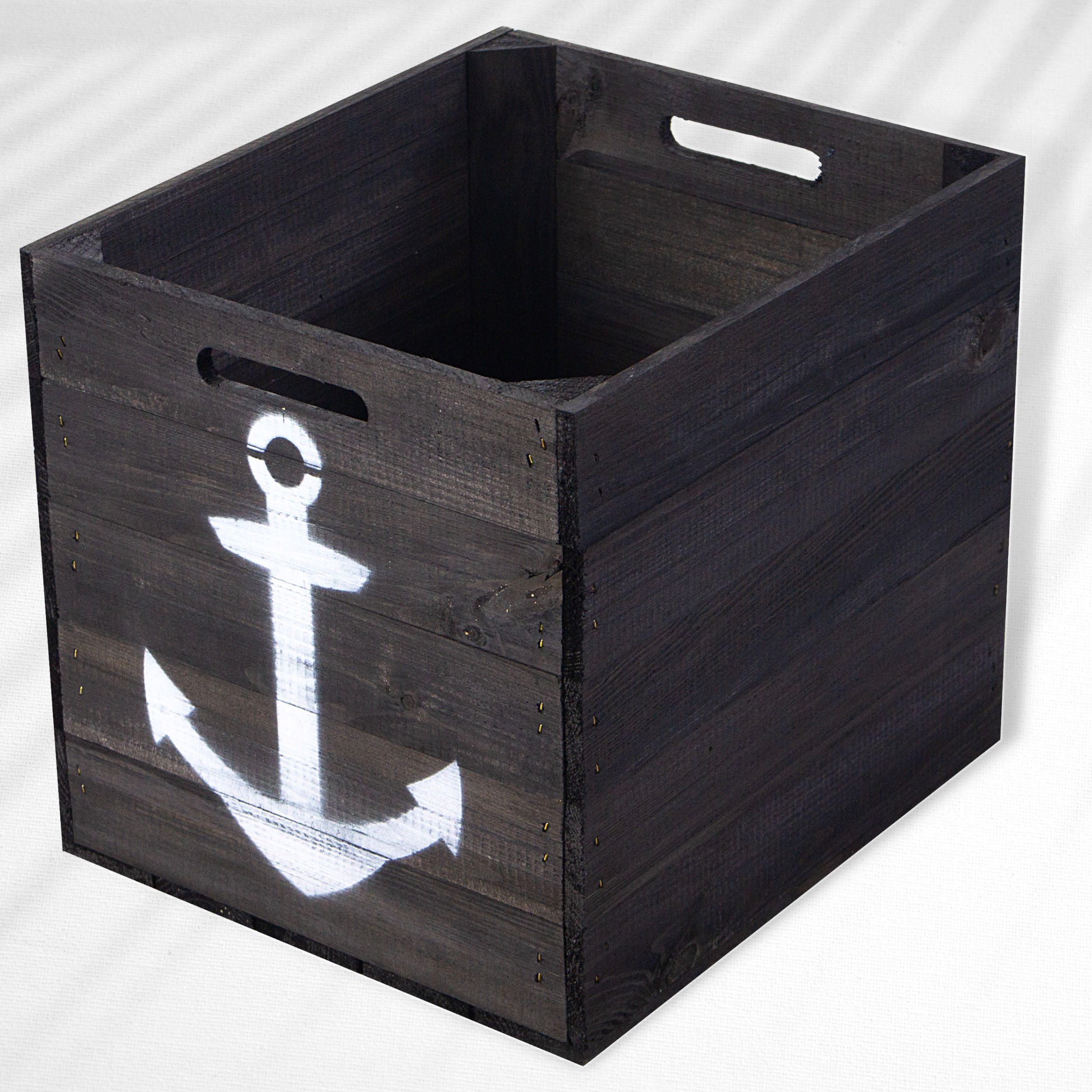 Aufbewahrungskiste schwarz mit weißem Anker 33x37,5x32,5cm Aufbewahrungskiste schwarz mit weißem Anker 33x37,5x32,5cm