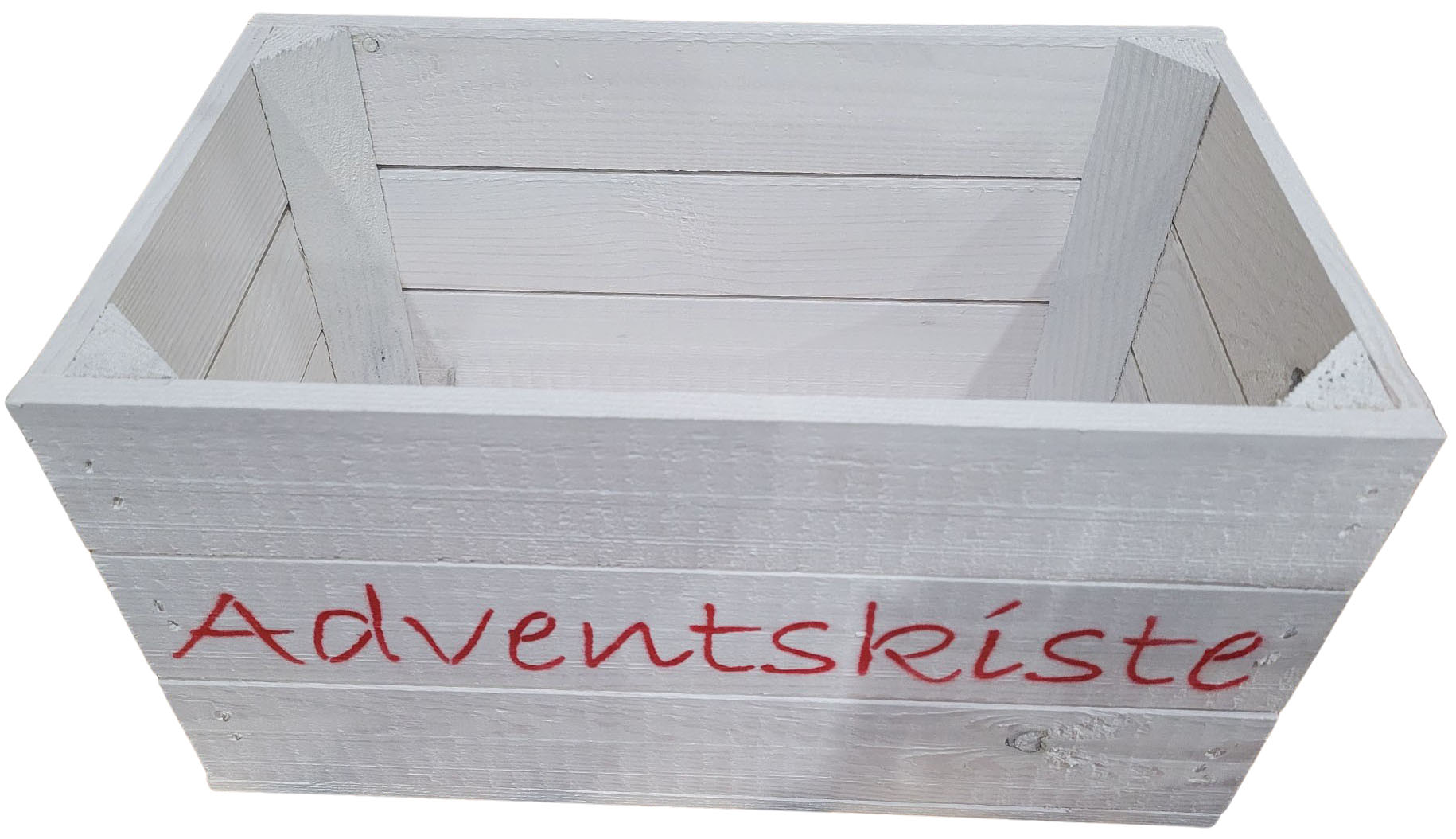 Adventskiste "Hilde" weiß ohne mit roter Schrift Adventskiste "Hilde" weiß ohne mit roter Schrift