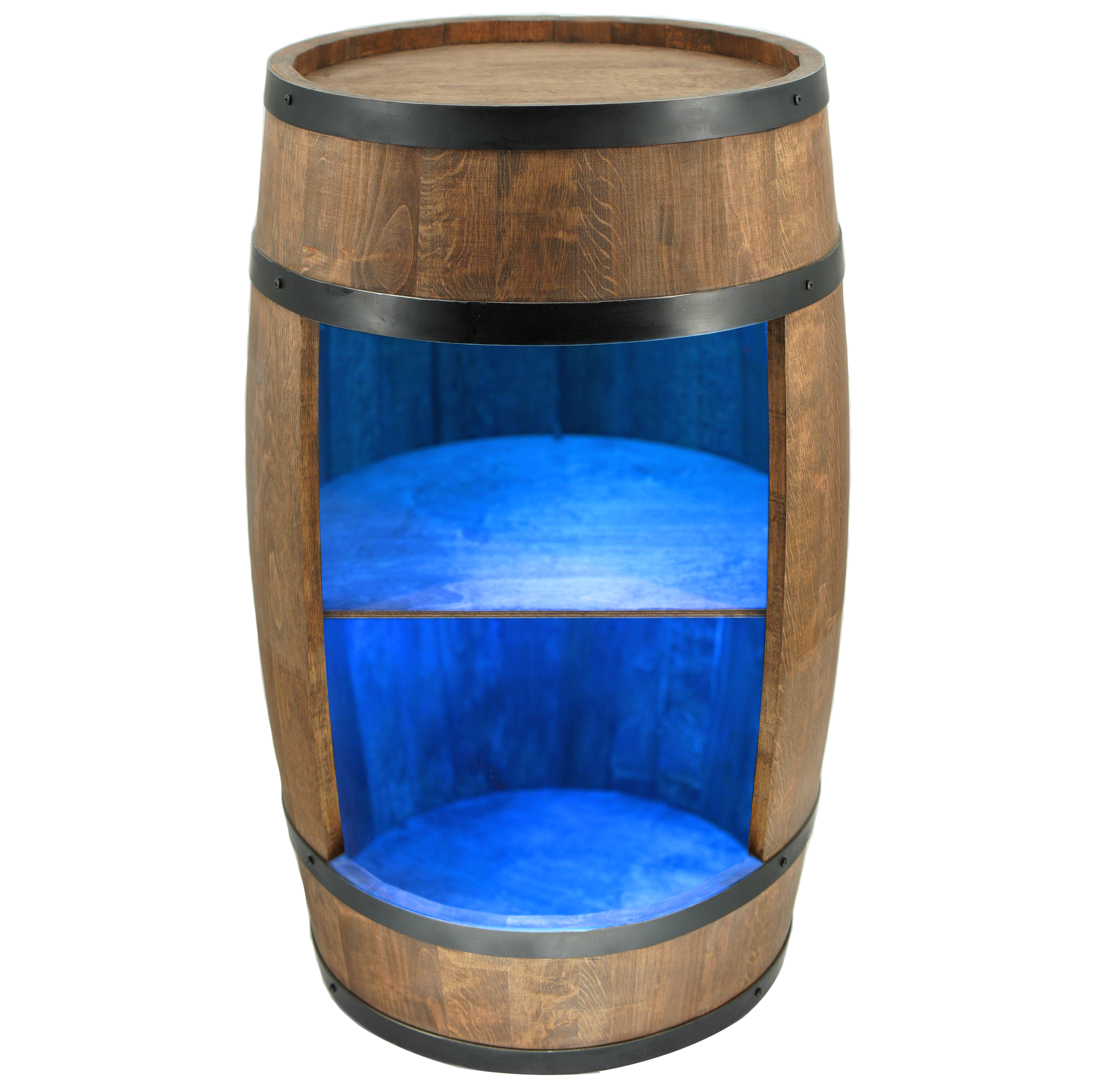 Holzfass in Farbton Wenge mit Türen in heller Eichenoptik Hausbar mit LED Weinfass - Hausbar Holz  80 cm