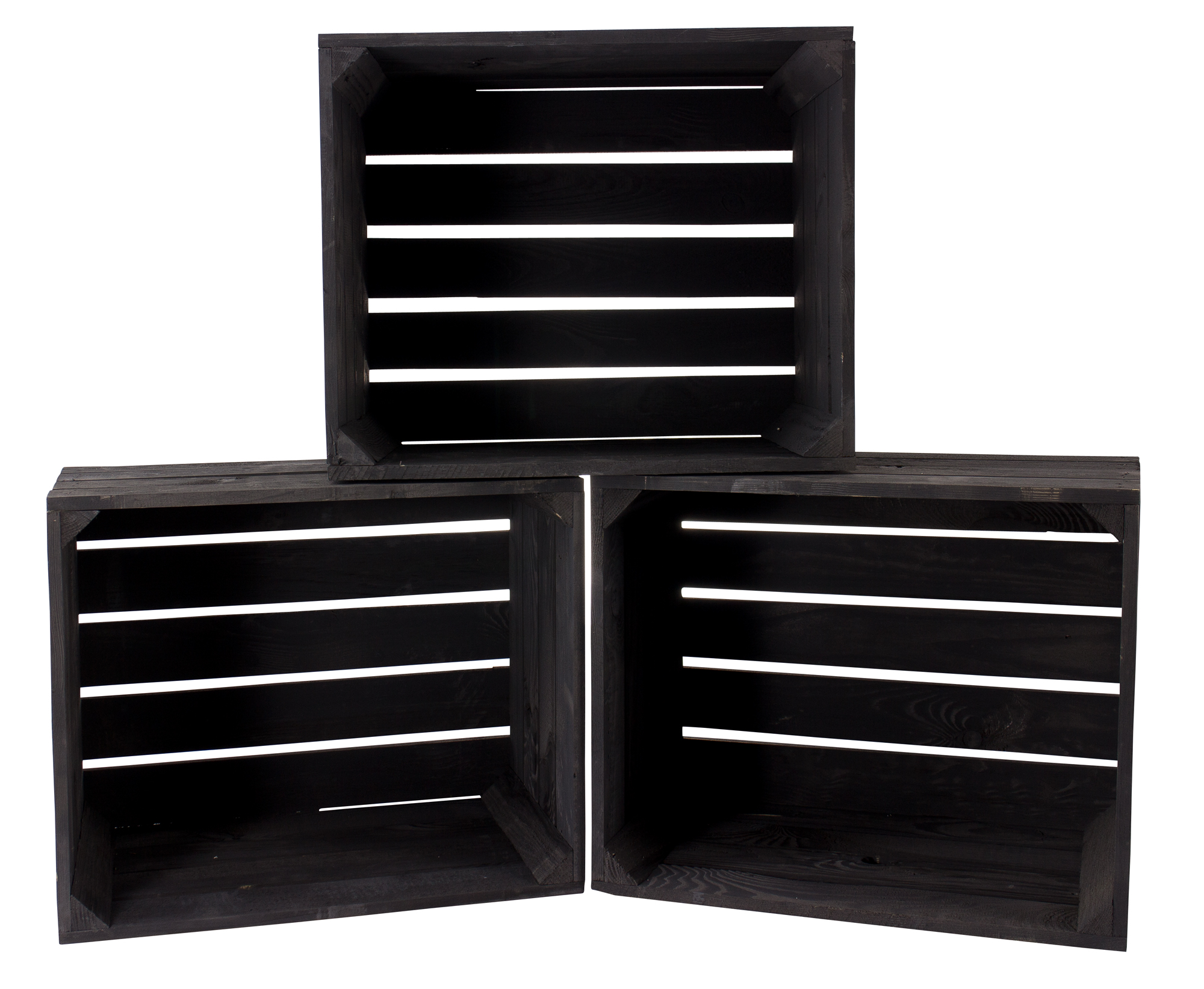 4x Schwarze Apfelkiste 50x40x30cm