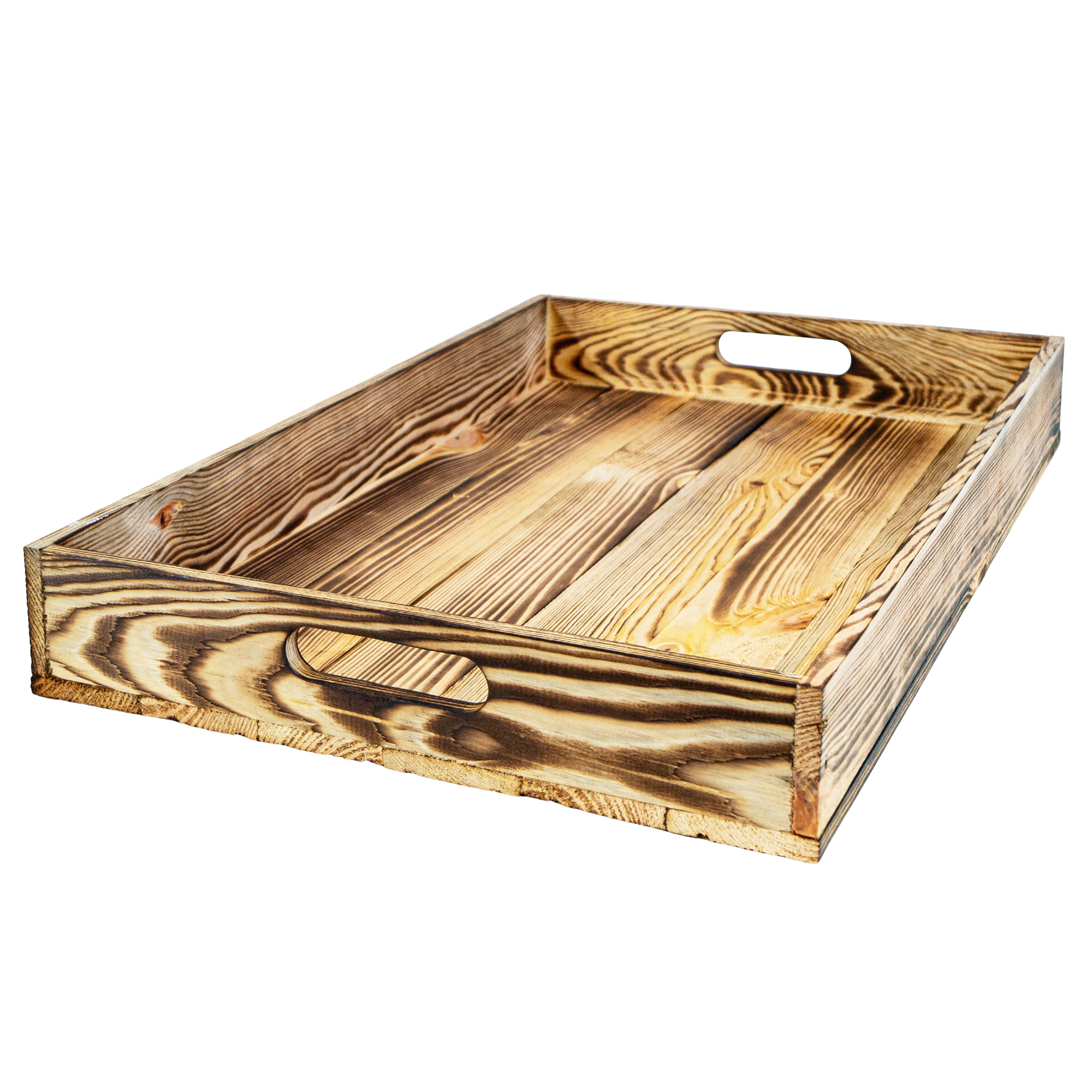 Serviertablett in geflammt 60x40x8cm Holztablett Frühstückstablet Bartablett