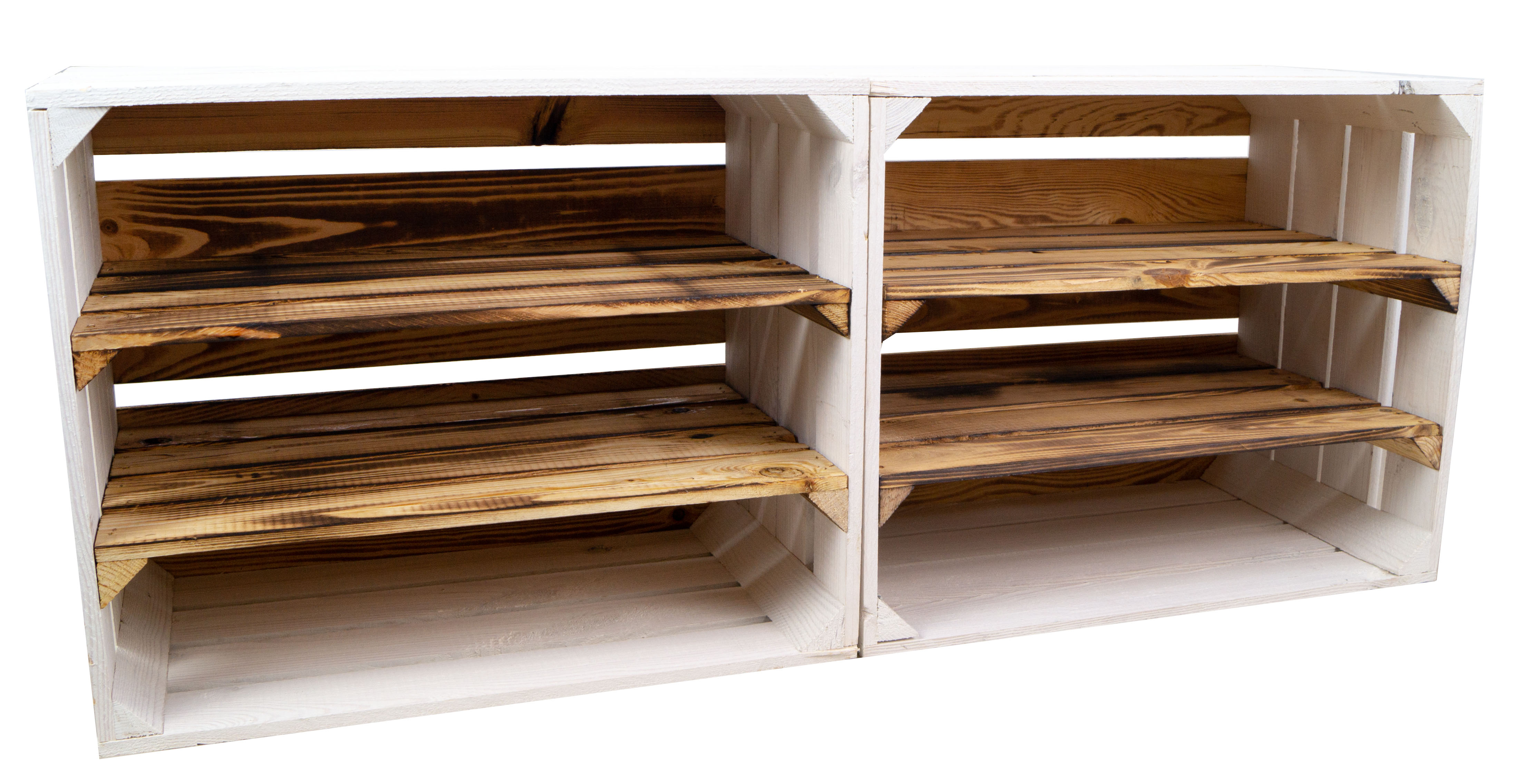 Regalkiste WEIß "Paula" doppelt geflammt LÄNGS Regalkiste WEIß "Paula" doppelt geflammt LÄNGS