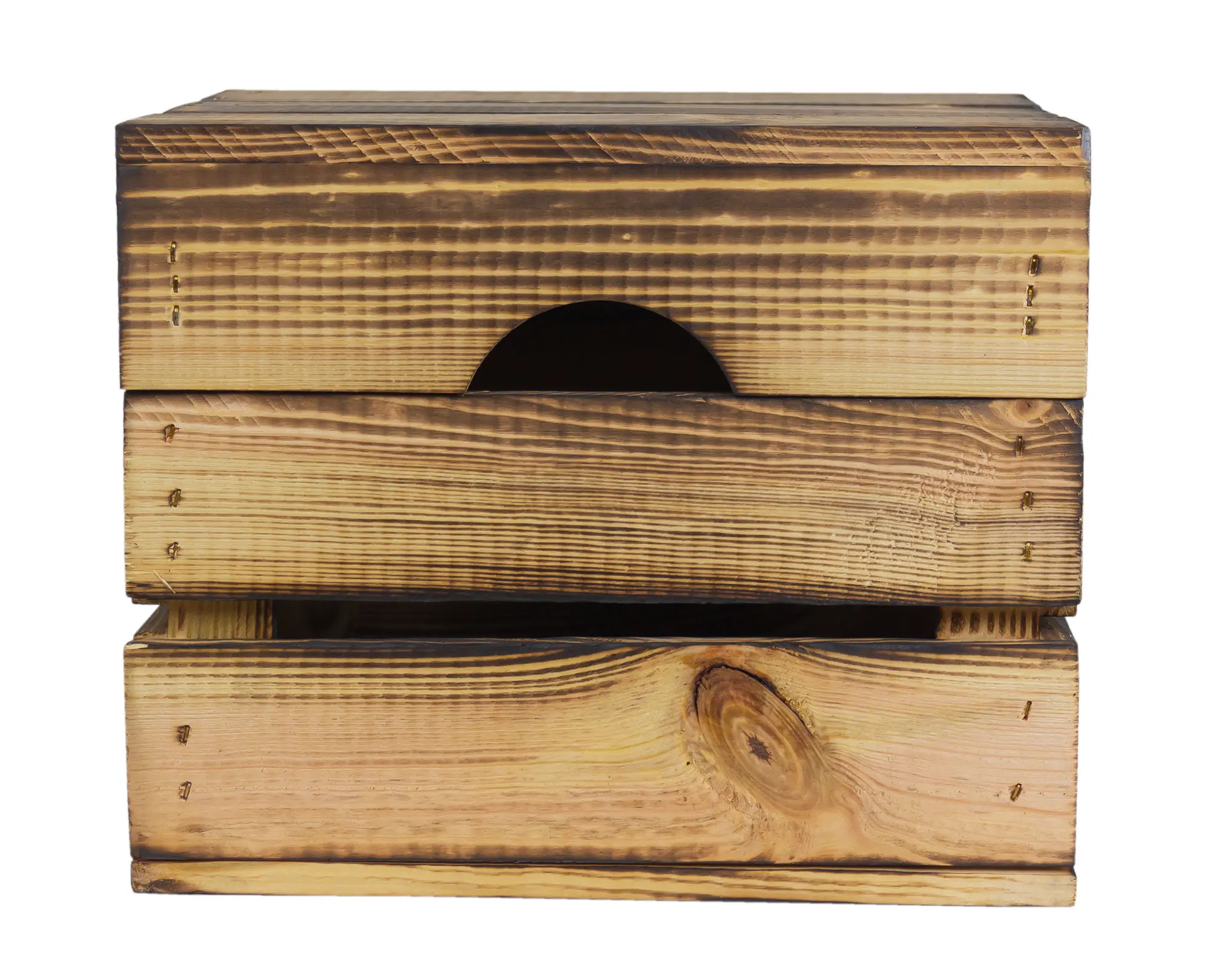 Geflammte Holztruhe Assos mit Deckel als Geschenkbox oder Erinnerungskiste