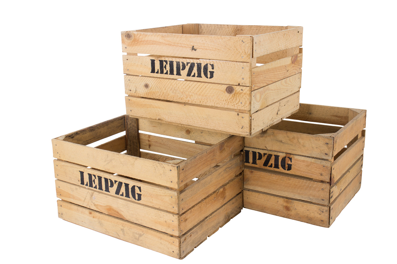 Apfelkiste mit Aufdruck "Leipzig" 50x40x30cm