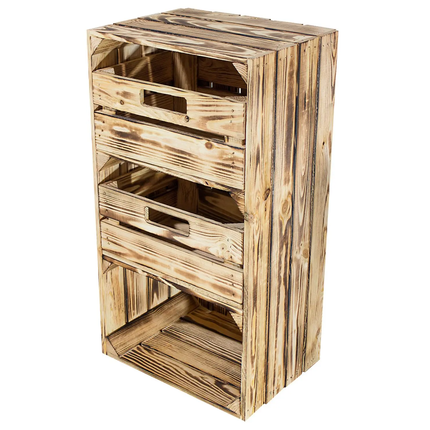 Geflammte schmale Regalkiste mit Schublade 68x40x31cm Geflammte schmale Regalkiste mit Schublade 68x40x31cm