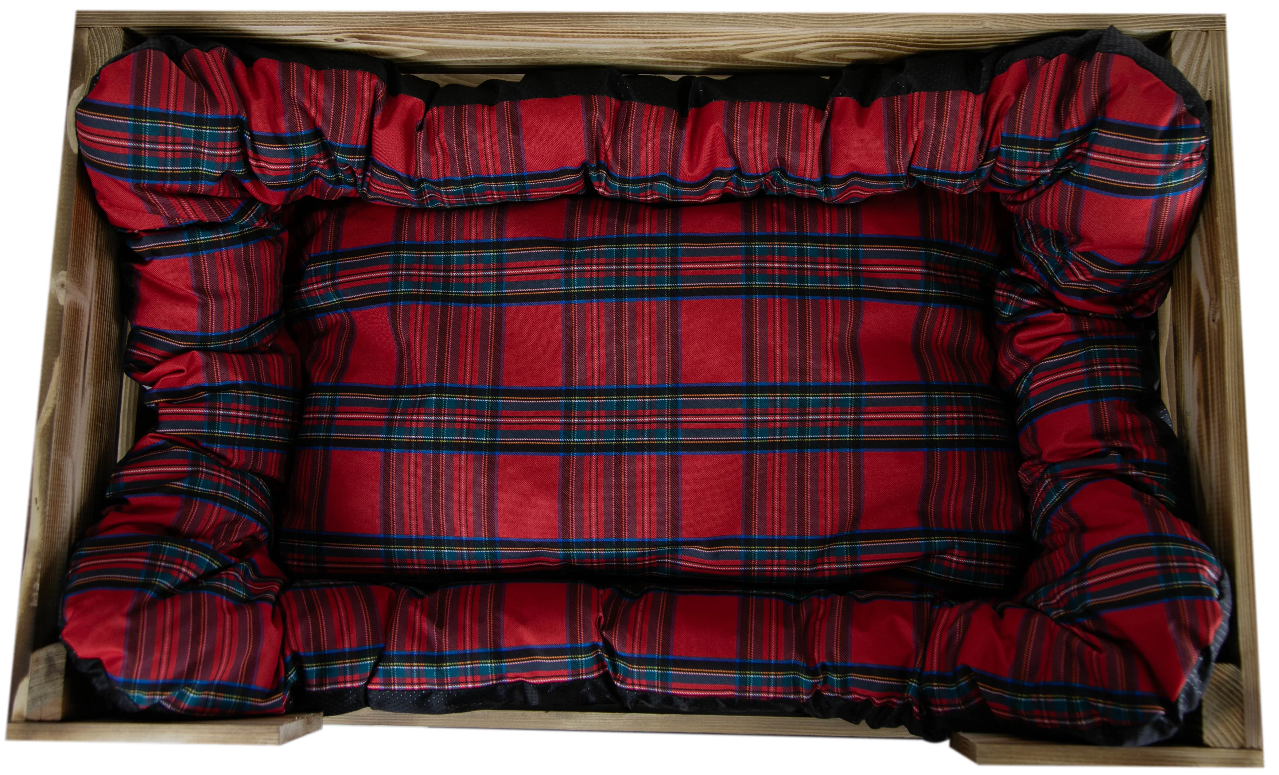 Hundebett Rocky geflammt optional mit Kissen 80x50x21cm Rot