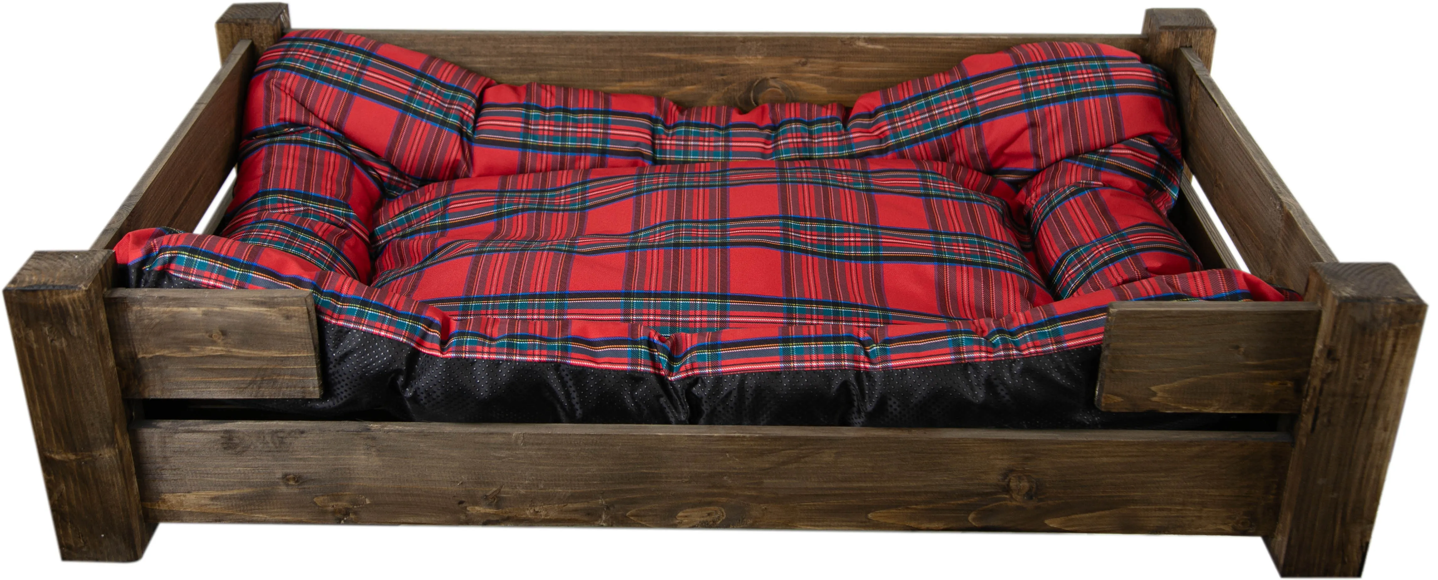Hundebett Winston XXL Palisander mit Füßen mit Kissen rot 100x60x25cm