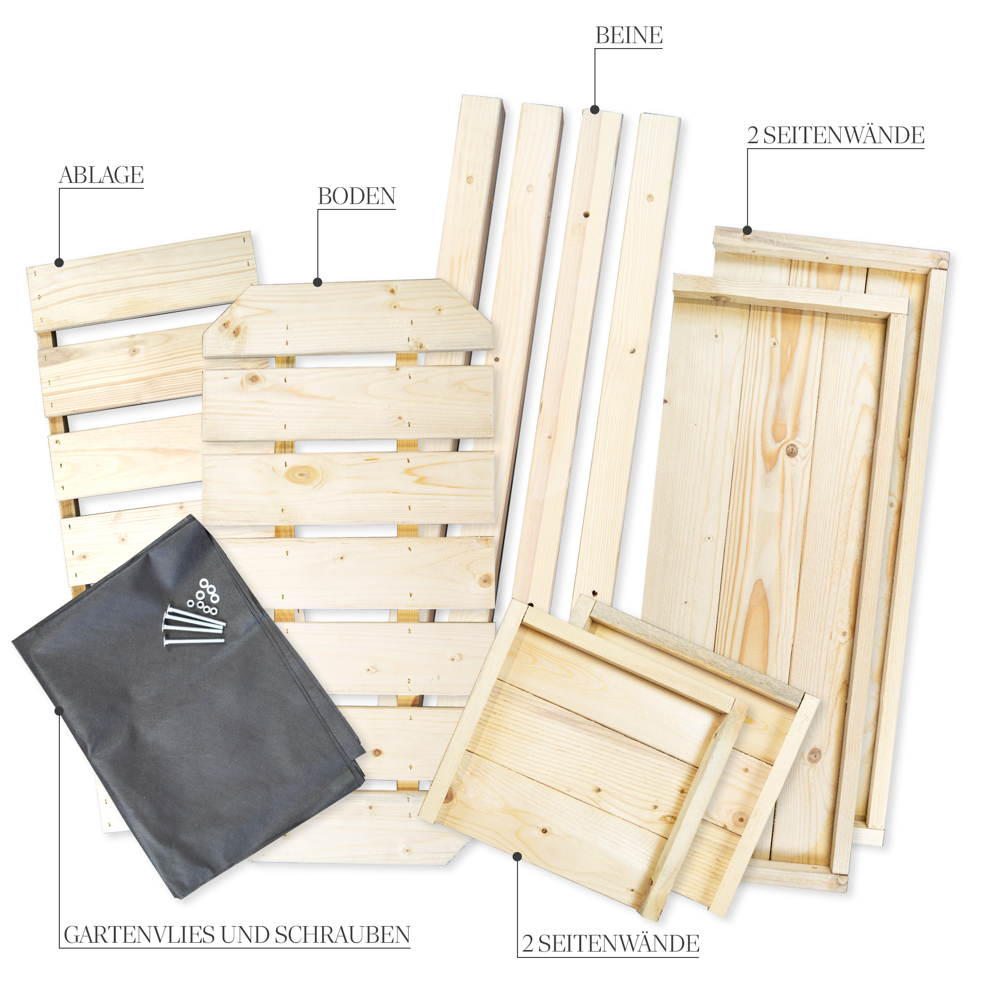 Hochbeet L 79x40x79cm geflammt Hochbeet L 79x40x79cm Natur