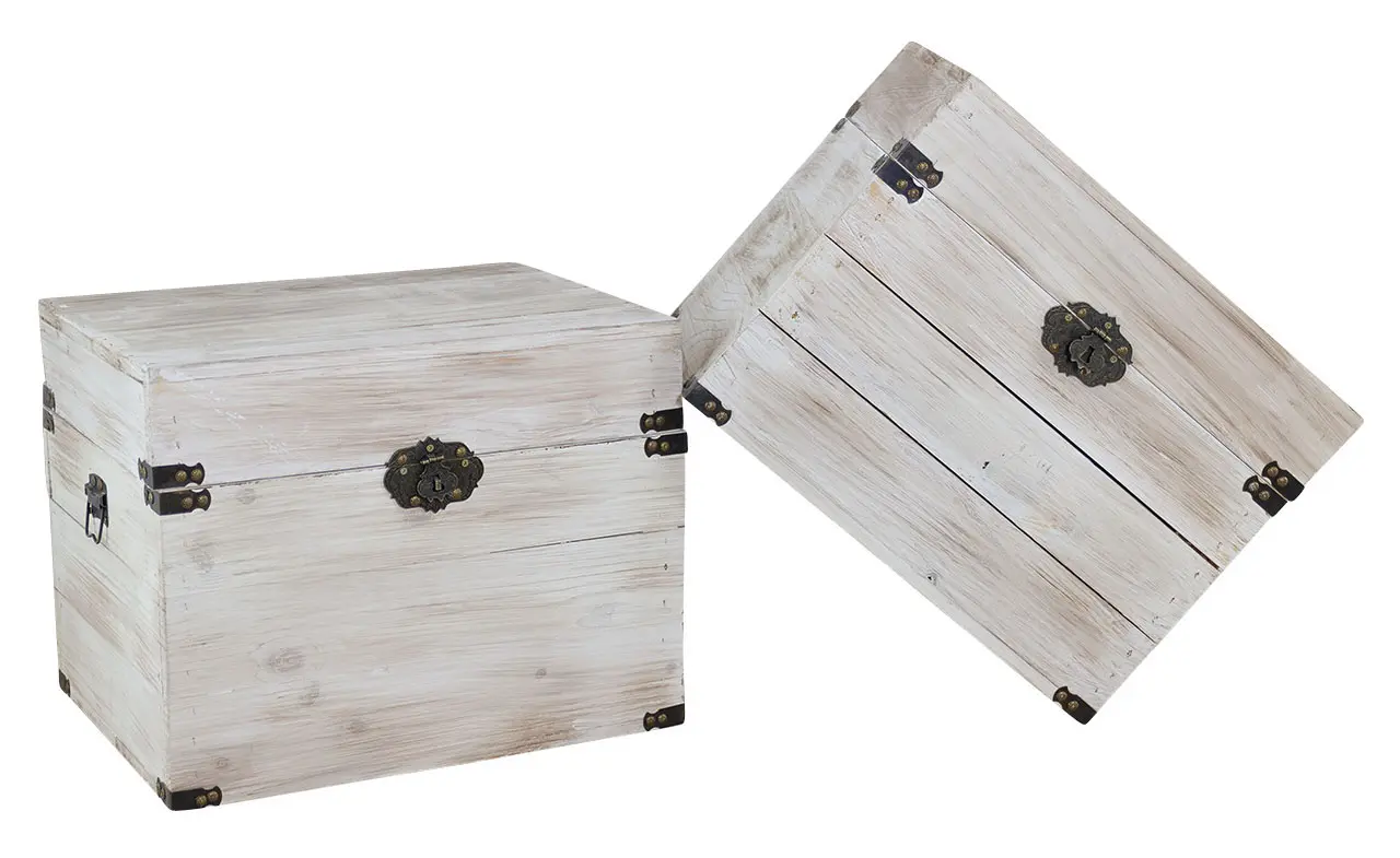 Originelle Holzkiste mit Deckel / optisch sehr dekorativ / Einrichtung im Landhausstil / 45x35x35xcm