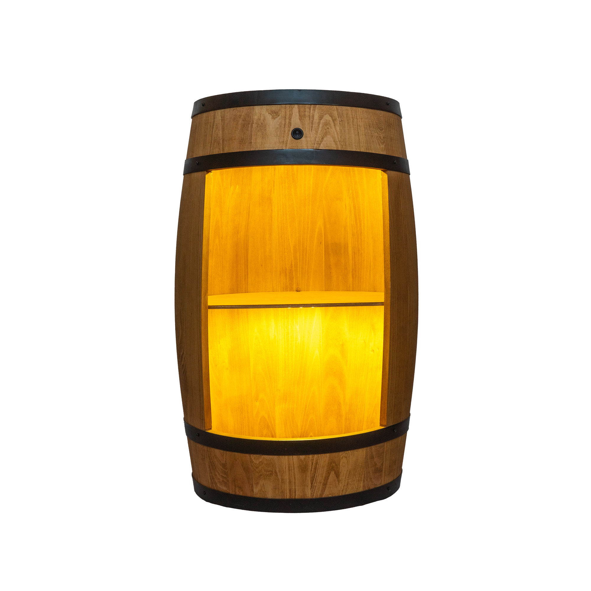 Holzfass in heller Eichenoptik Hausbar mit LED – Rustikale Minibar im Weinfass Design – Weinregal & Flaschenständer aus Holz – Vintage Fassbar für Wohnzimmer, Bar oder Partykeller – ca. 80 cm LED Mehrfarbig