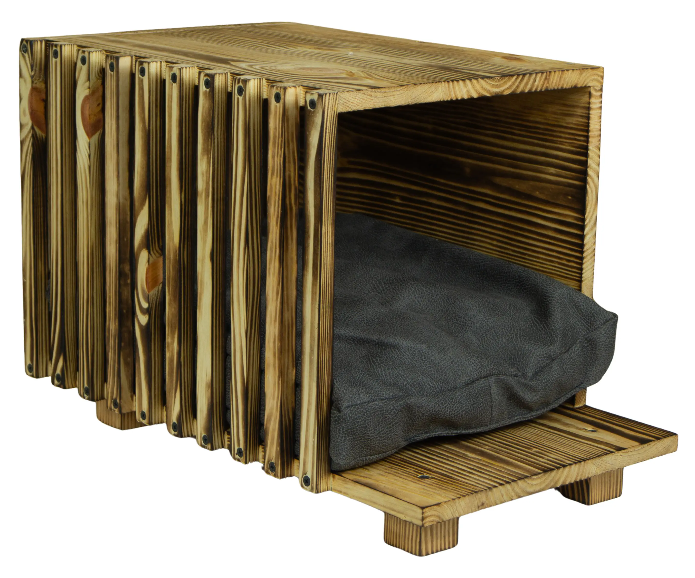 Katzenbett in geflammt mit Kissen Katzenhöhle 50x30x34cm - 2.webp Katzenbett in geflammt mit Kissen Katzenhöhle 50x30x34cm