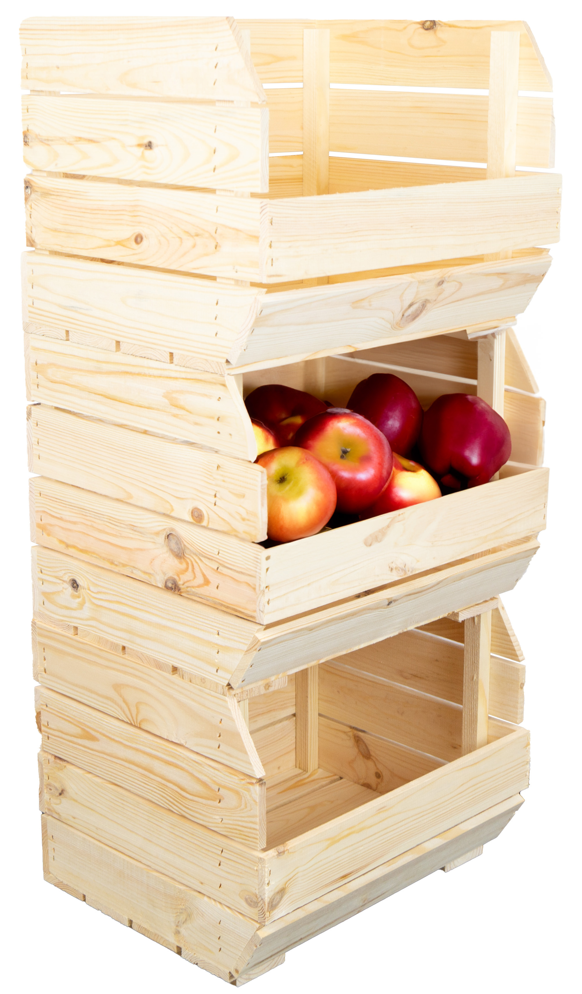 3er Set Küchenregal Olaf 40x33x30 cm in natur Gemüsekiste Obsthorde Gemüsekorb Obstschale Holzkiste Obstkiste