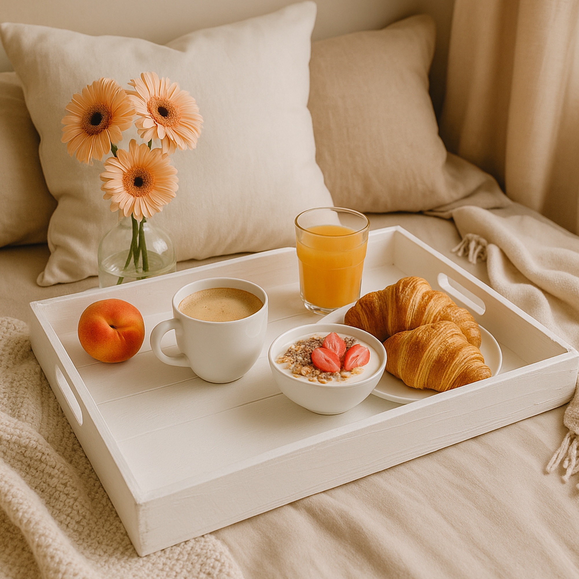 Serviertablett in weiß 60x40x8cm Holztablett Frühstückstablet Bartablett Serviertablett in weiß 60x40x8cm Holztablett Frühstückstablet Bartablett