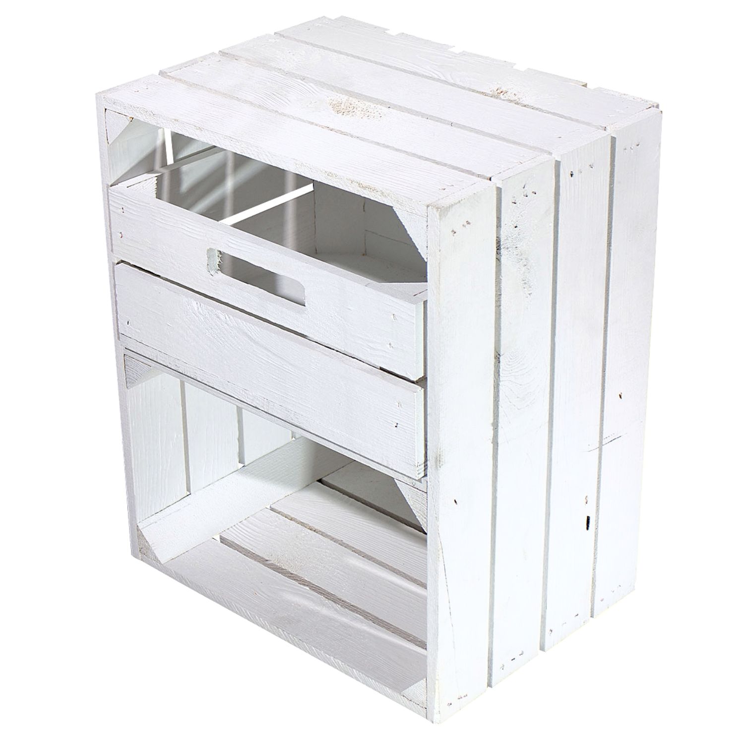 Weiße Regalkiste -quer- mit Schublade 50x40x30cm