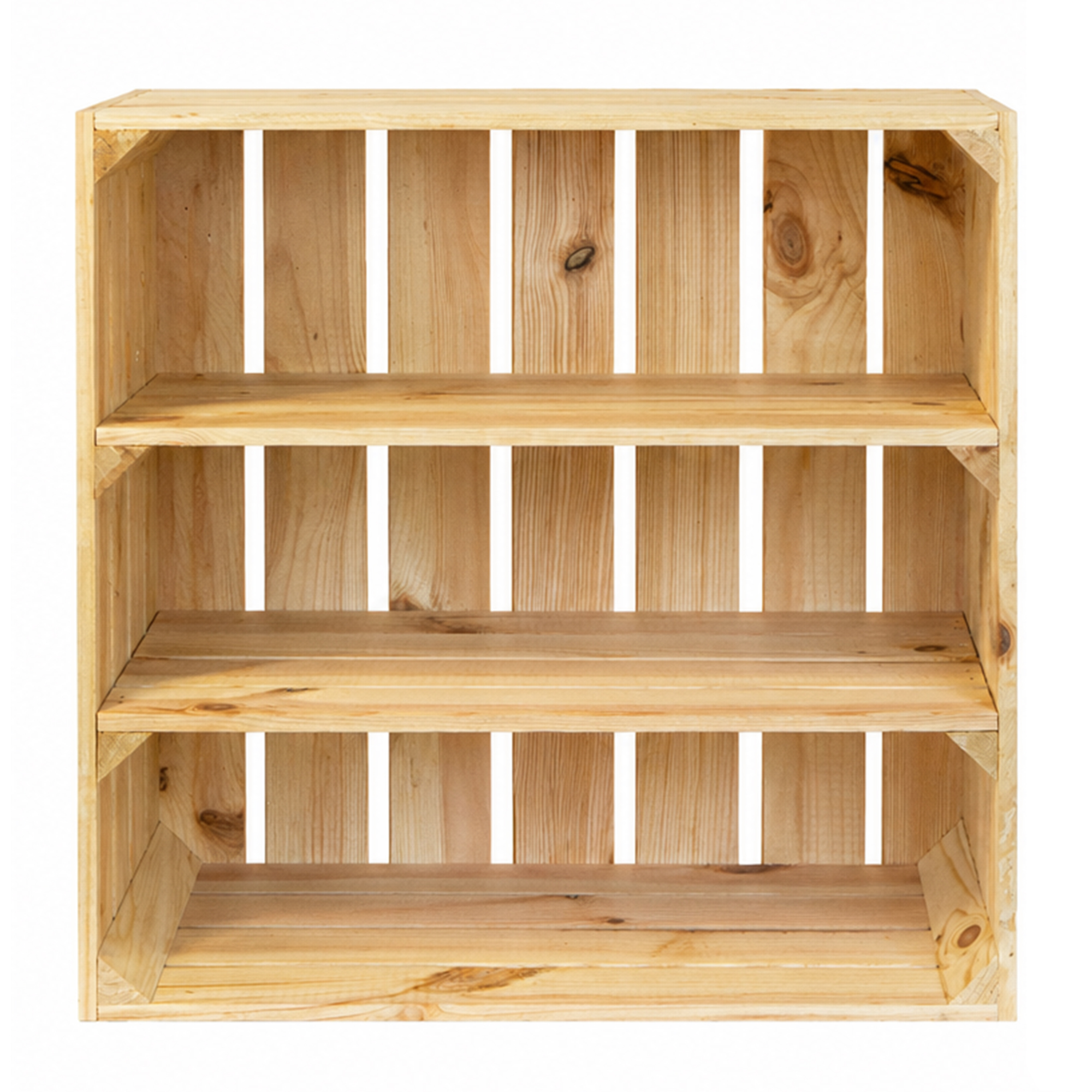 Regalkiste Tamme Natur mit 3 Fächern Natur 55x55x30cm