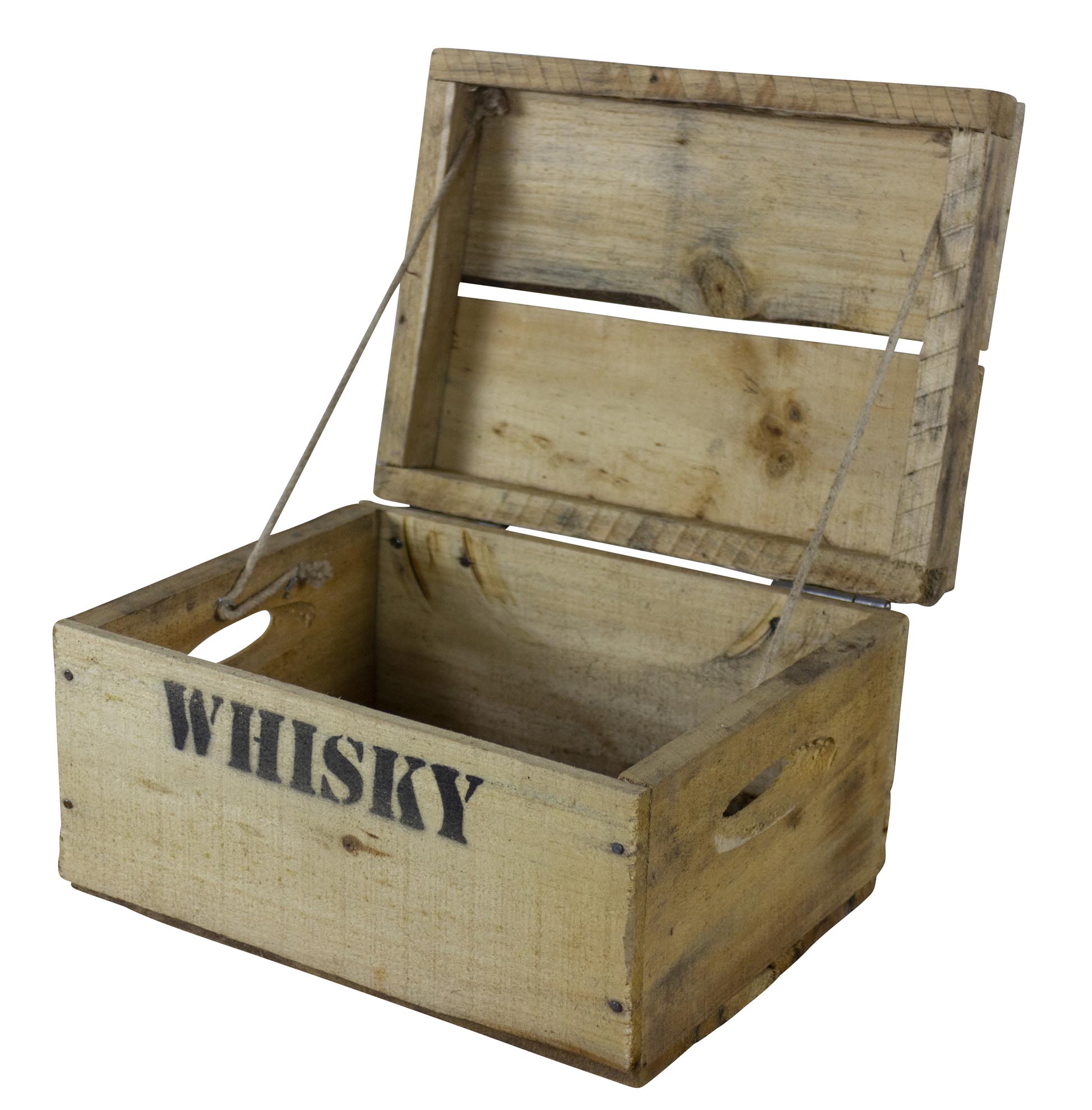 5er Set Rustikale Obstkiste mit Deckel und Aufdruck Whisky XS-XL 5er Set Rustikale Obstkiste mit Deckel und Aufdruck Whisky XS-XL