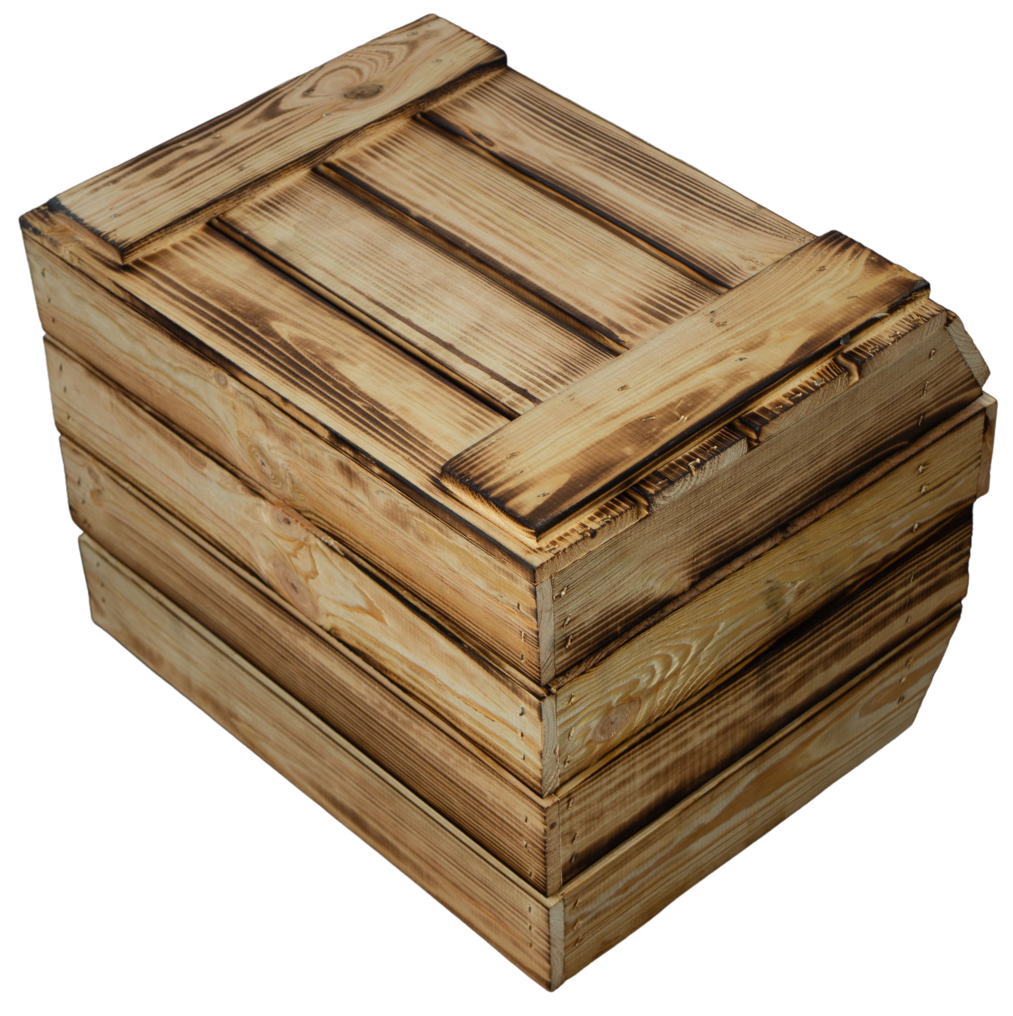 Regalkiste Olaf 40x33x30 cm in geflammt 3er Set Kartoffelsteige 40x33x30 cm in geflammt