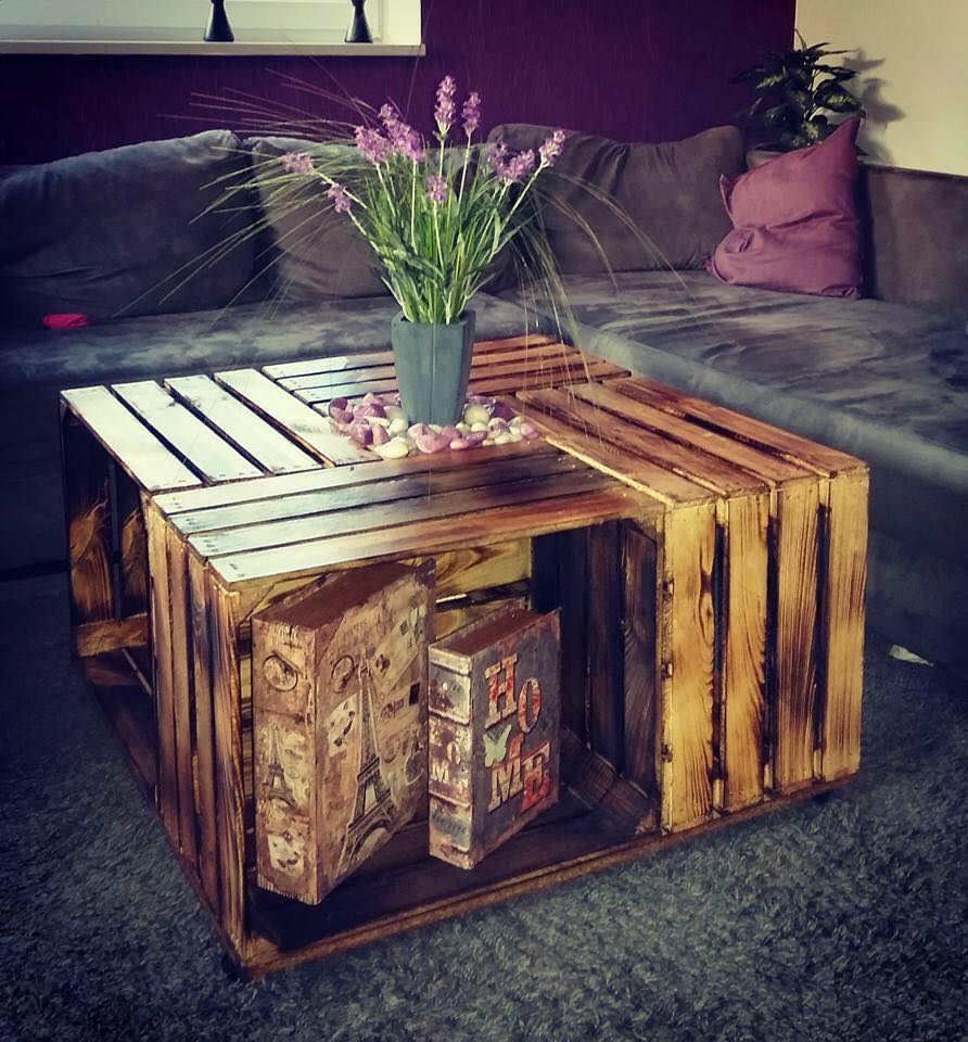 Neue geflammte Apfelkiste im Vintage Design 50x40x30cm Obstkisten gebraucht & flambiert "ANKER" 50x40x30cm